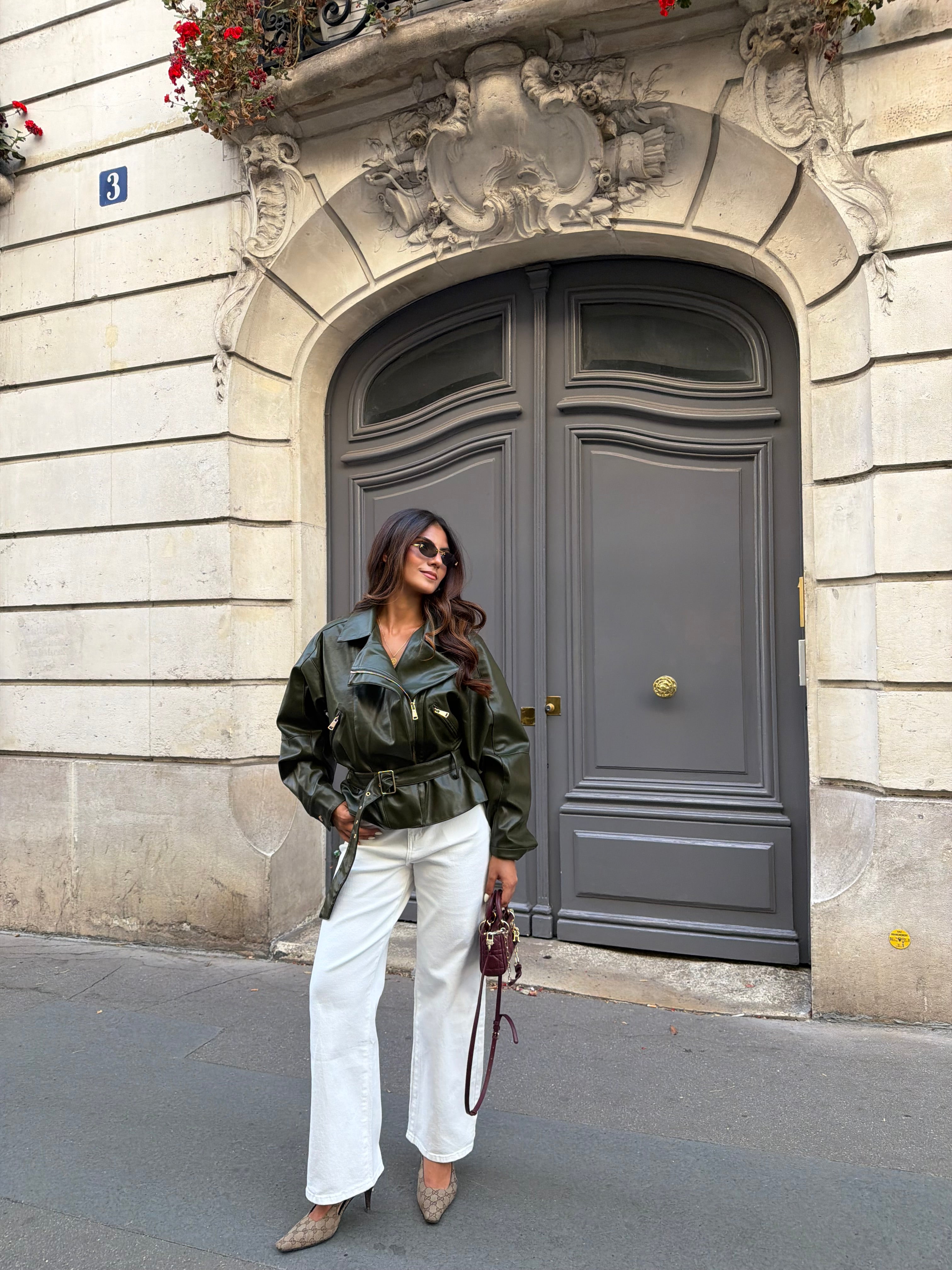 Veste similicuir MILA verte (RD9244)