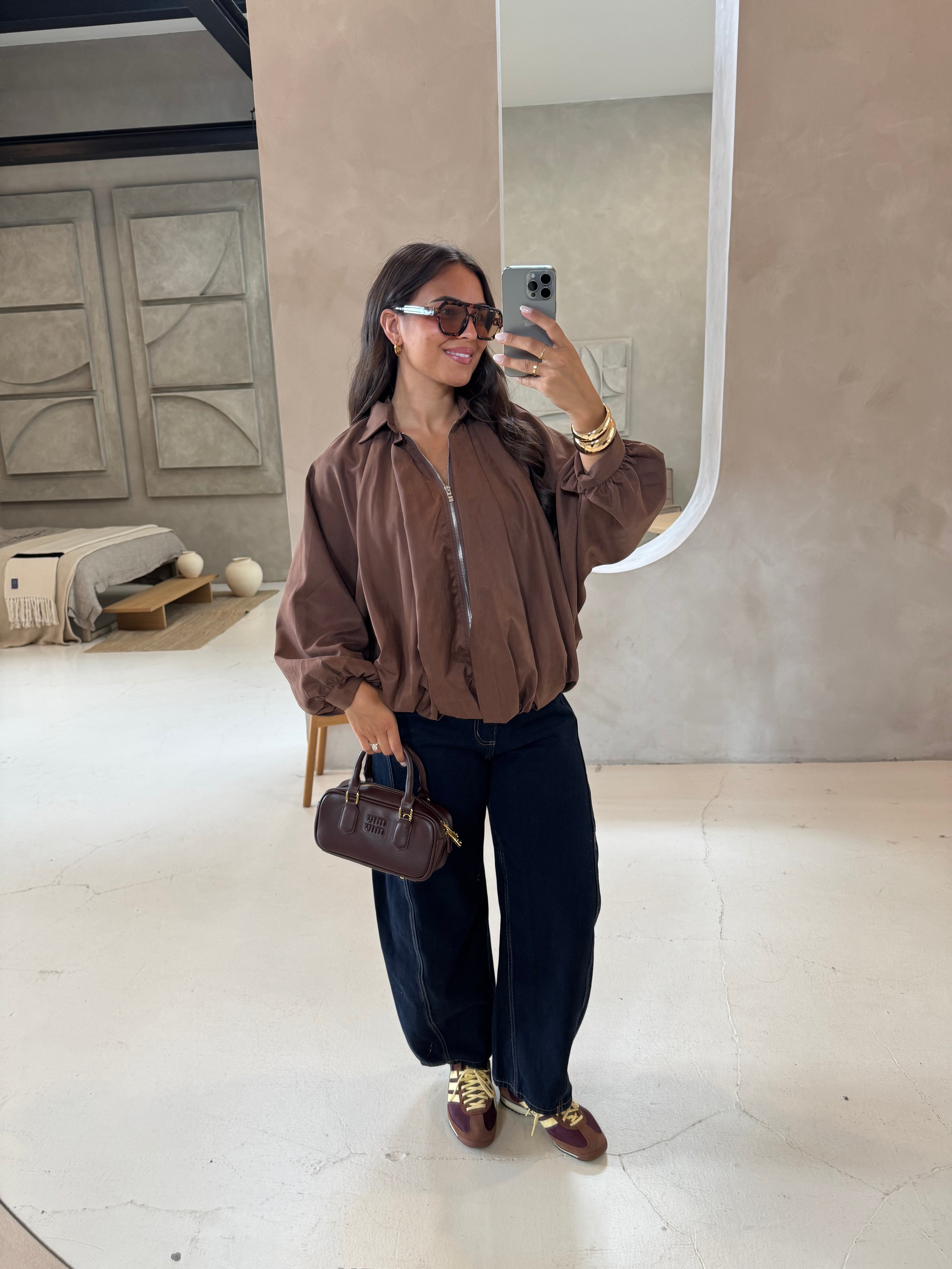 Veste ALICE manches bouffantes marron (3812)