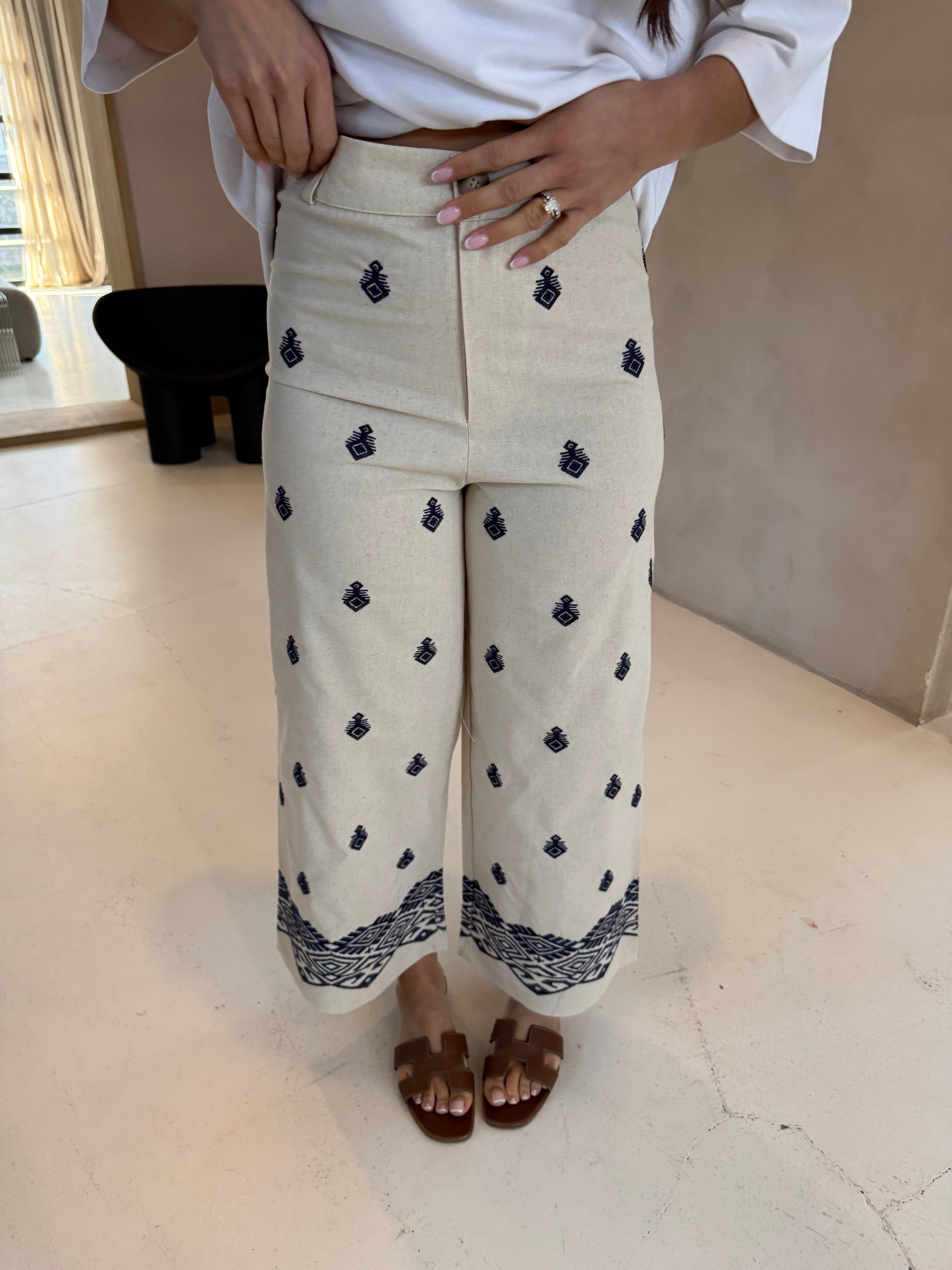 Pantalon CYPRIEN beige et bleu marine