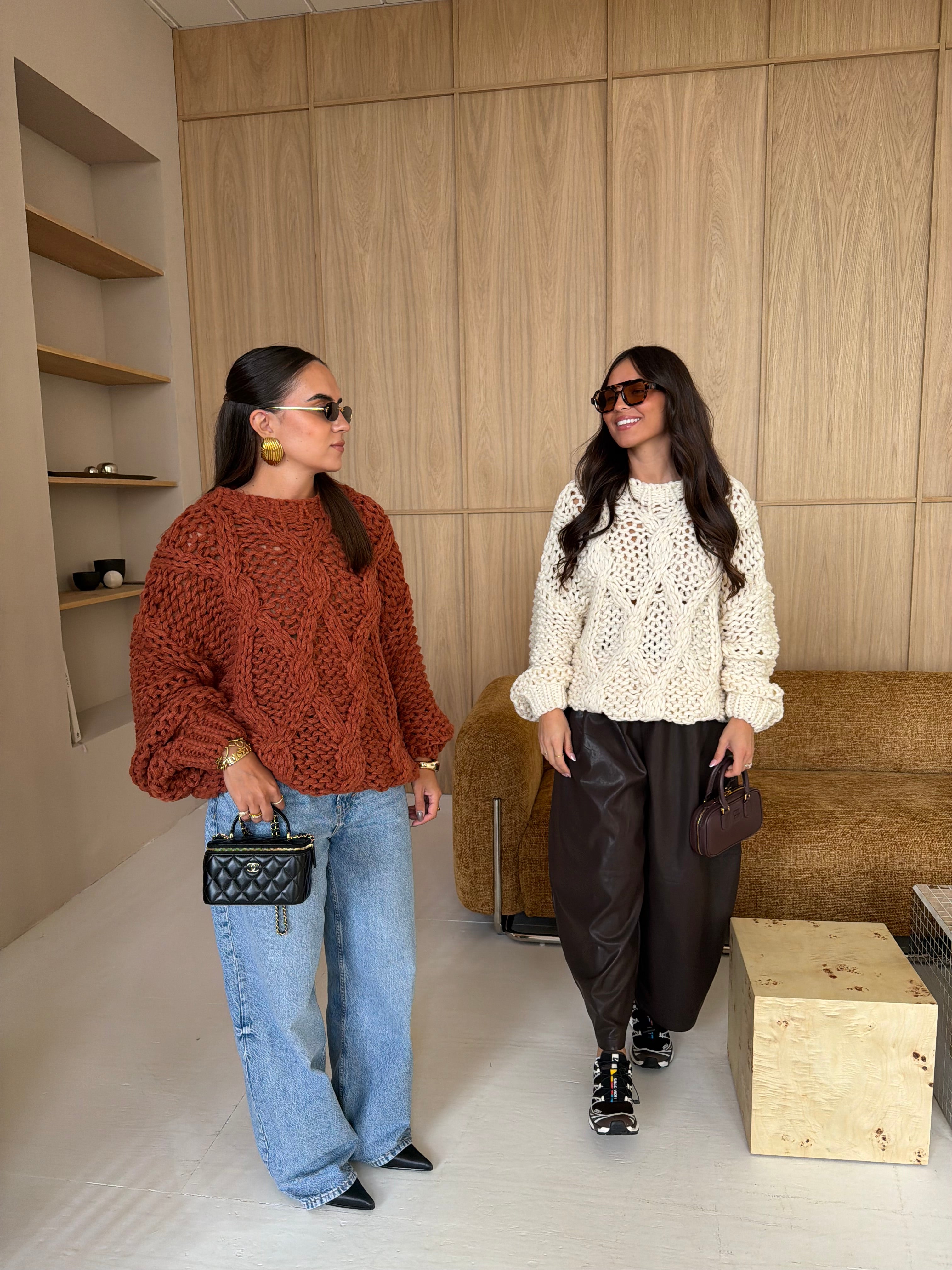 Gros pull en tricot terracotta (7339)