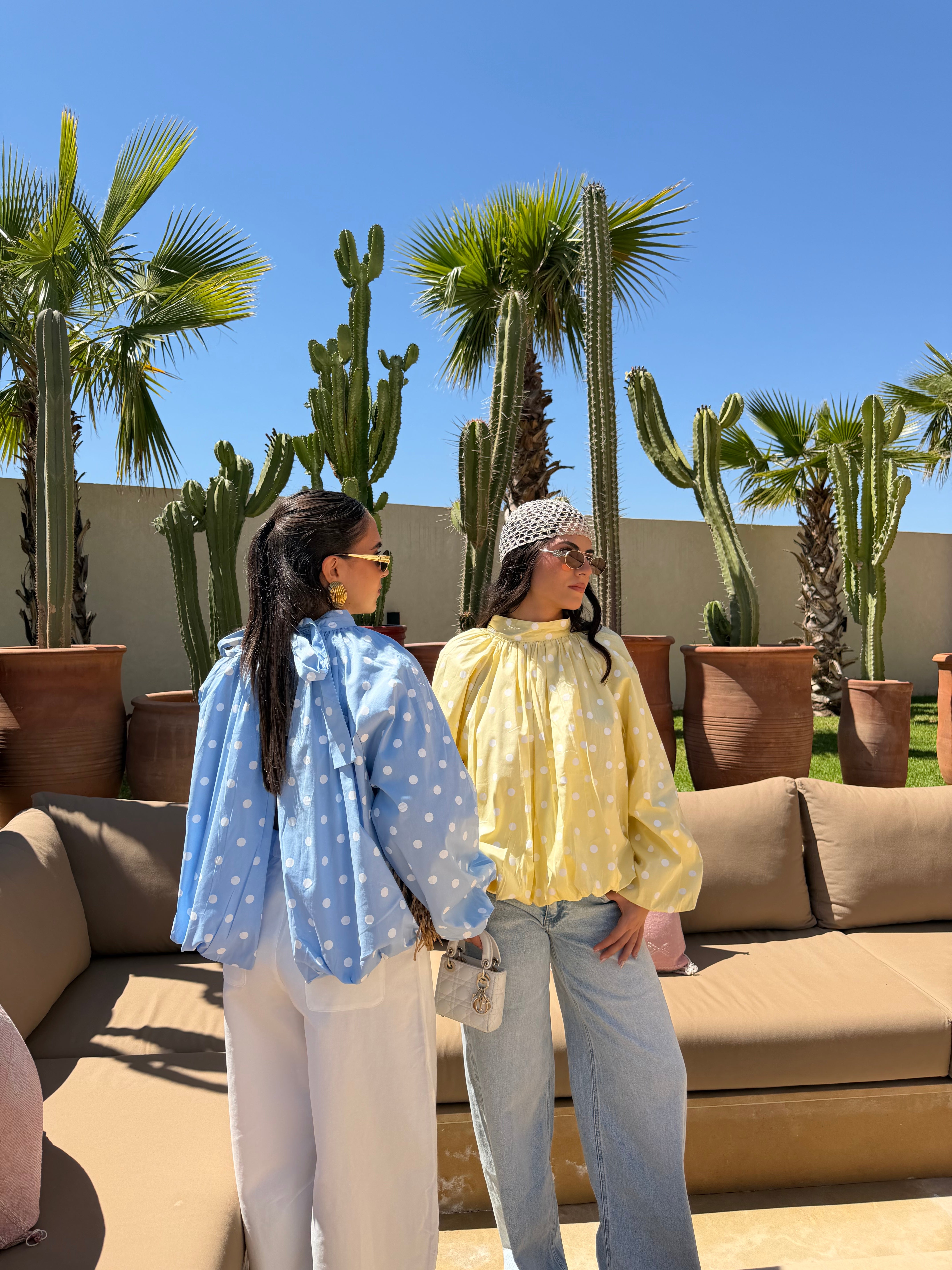 Blouse CHANA bleue à pois (D7770)