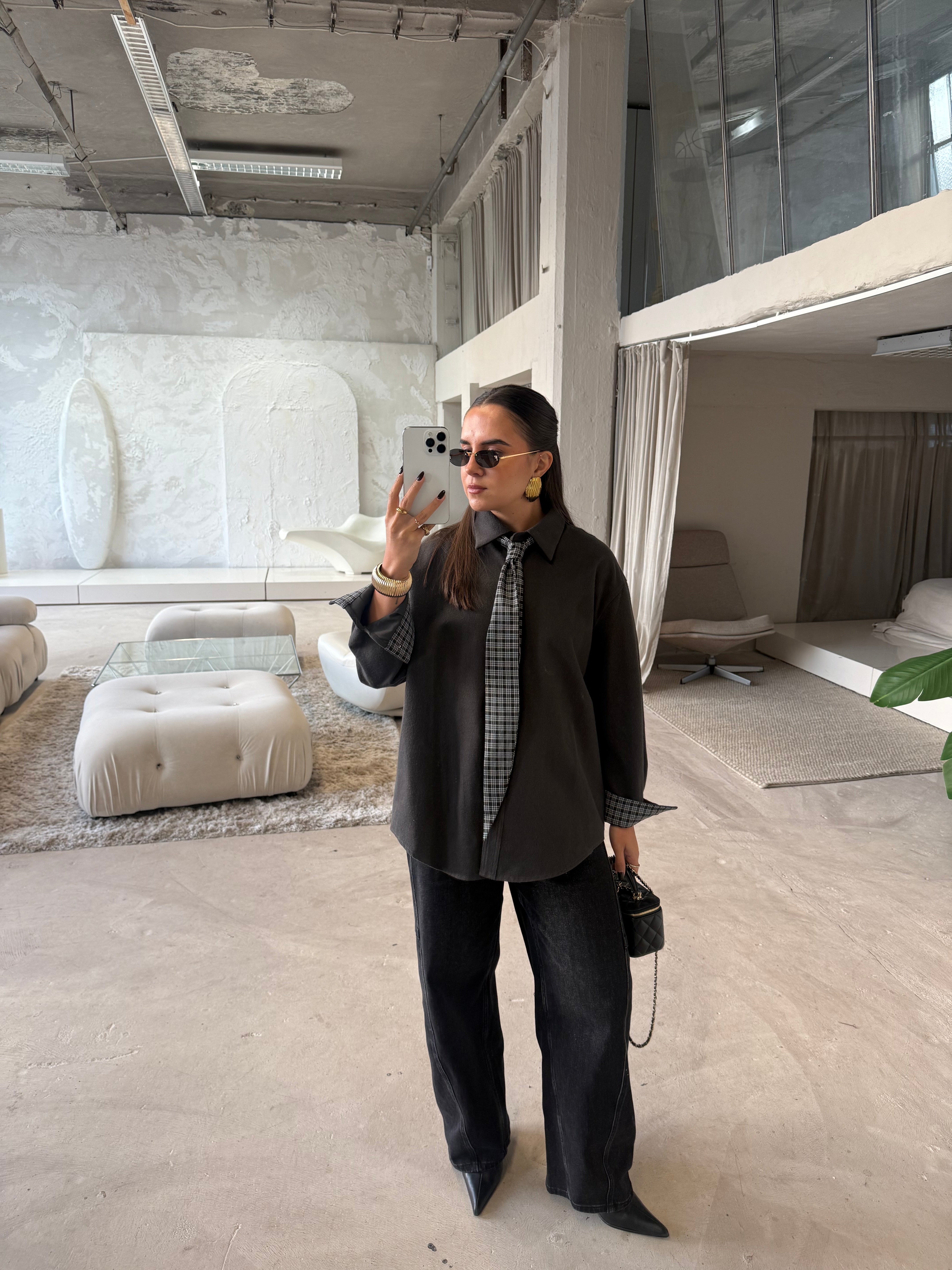 Chemise MIMI cravate grise (MA3189)