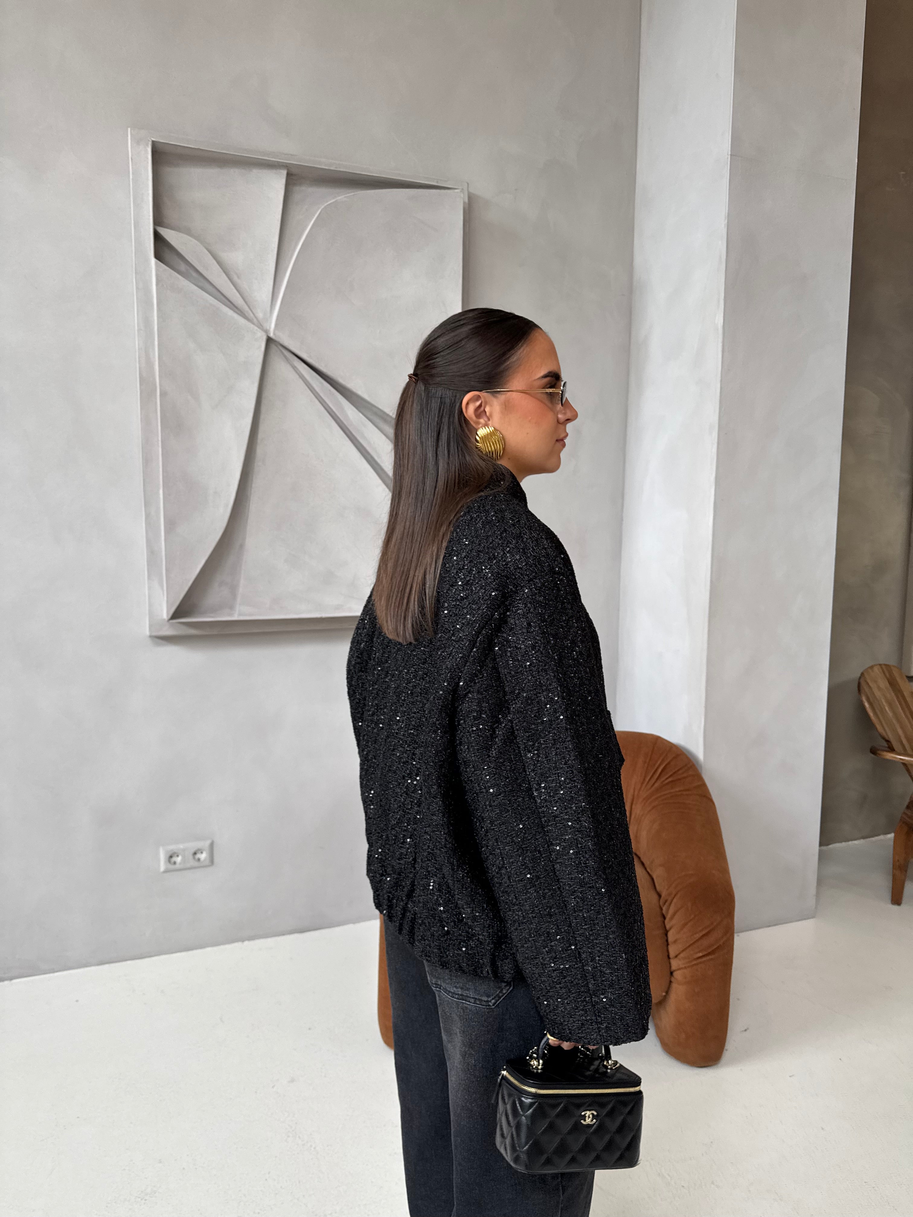 Veste noir à paillettes (V-2449)