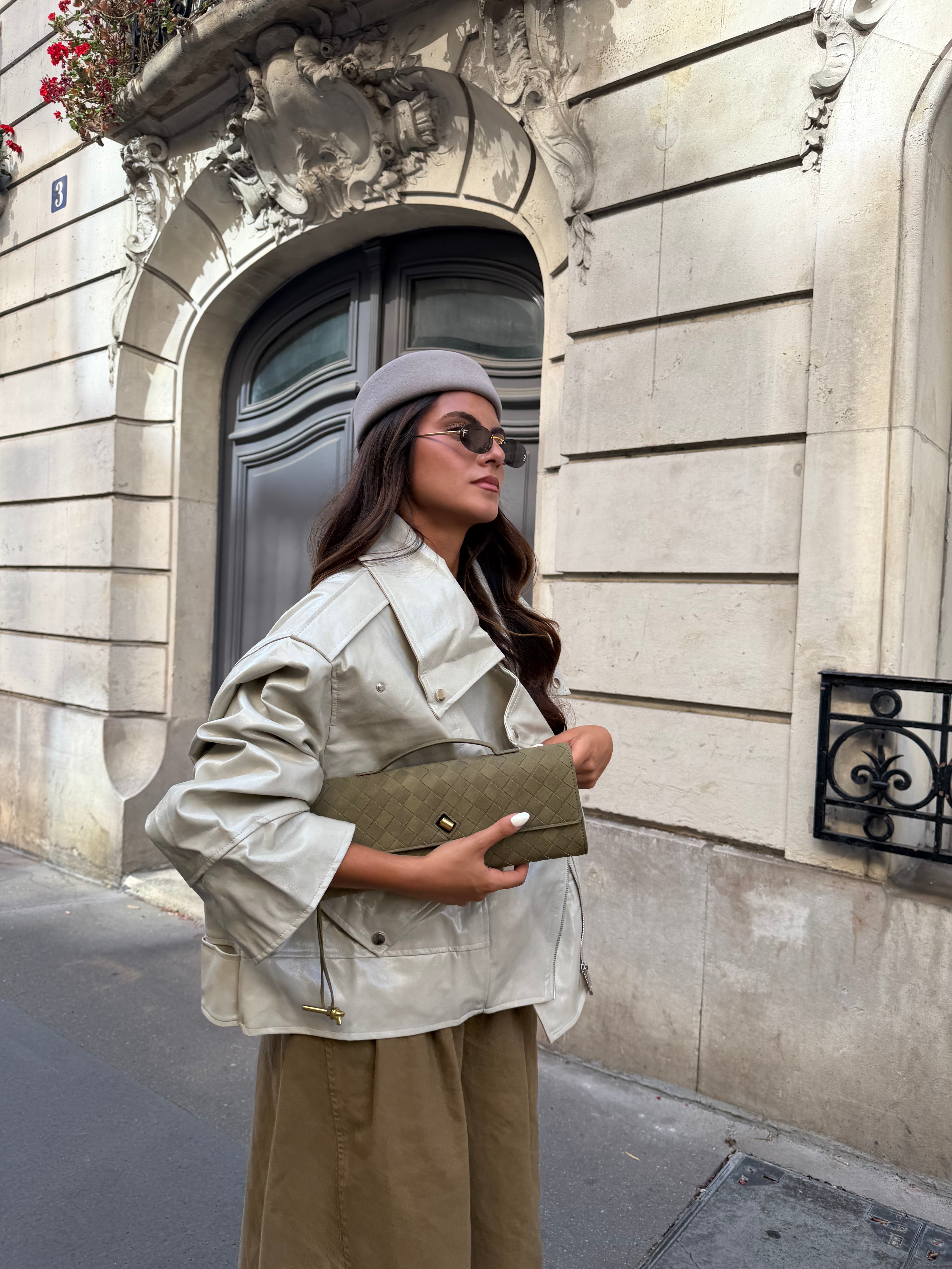 Veste HYPE simili cuir beige (2688-15)