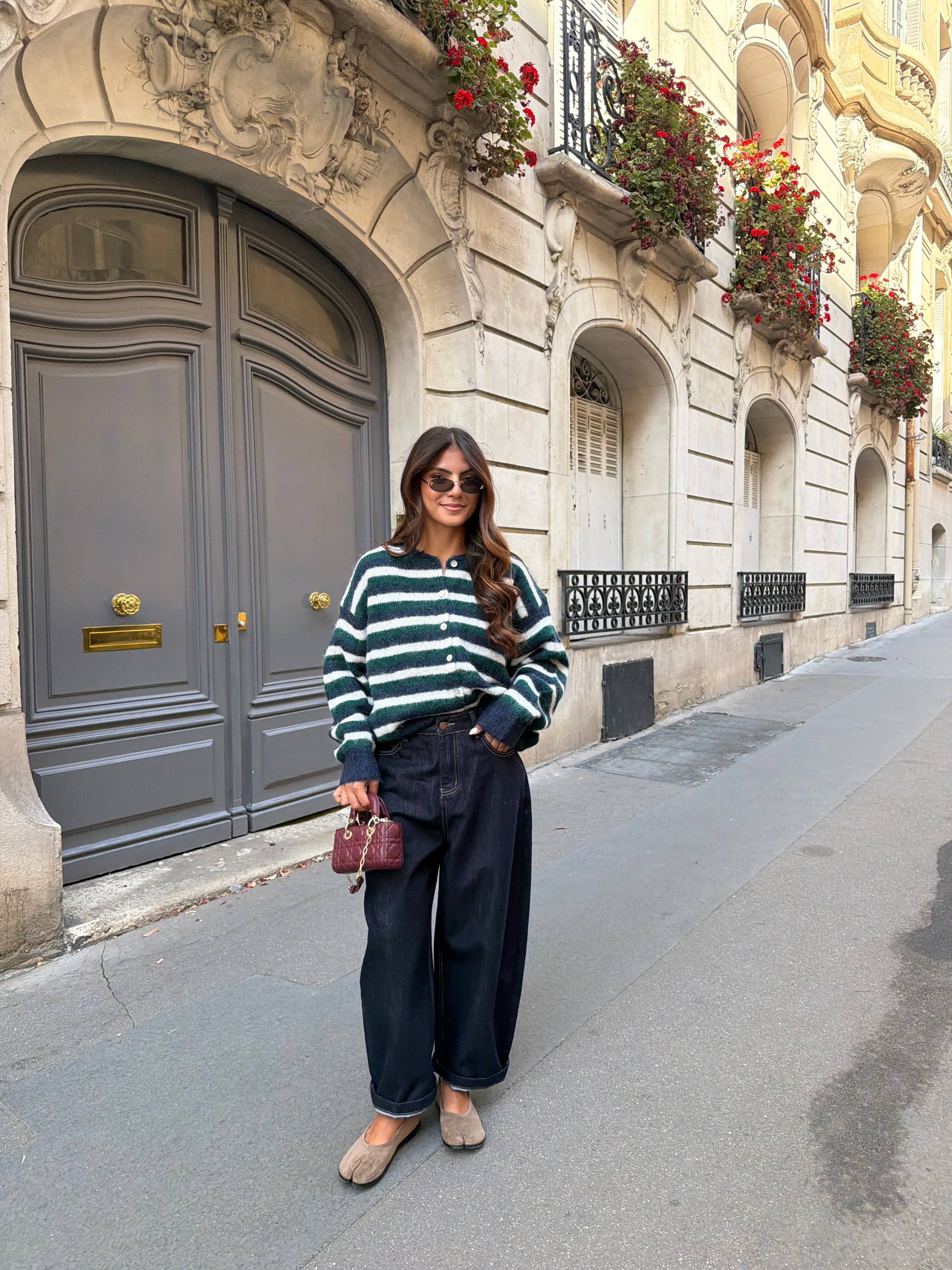 Gilet à rayures bleu vert (2691)