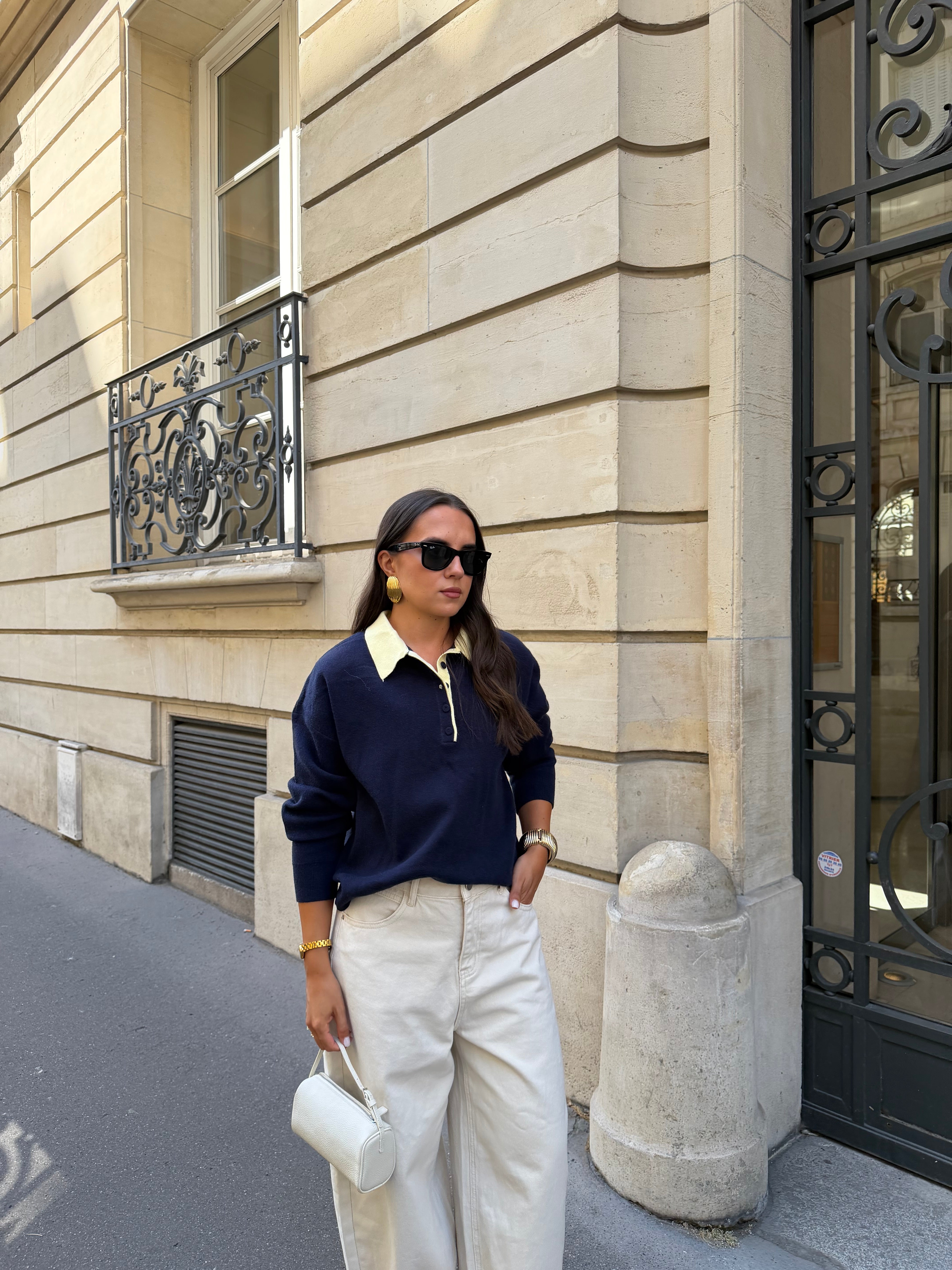 Pull LIYA bleu marine jaune (2690)