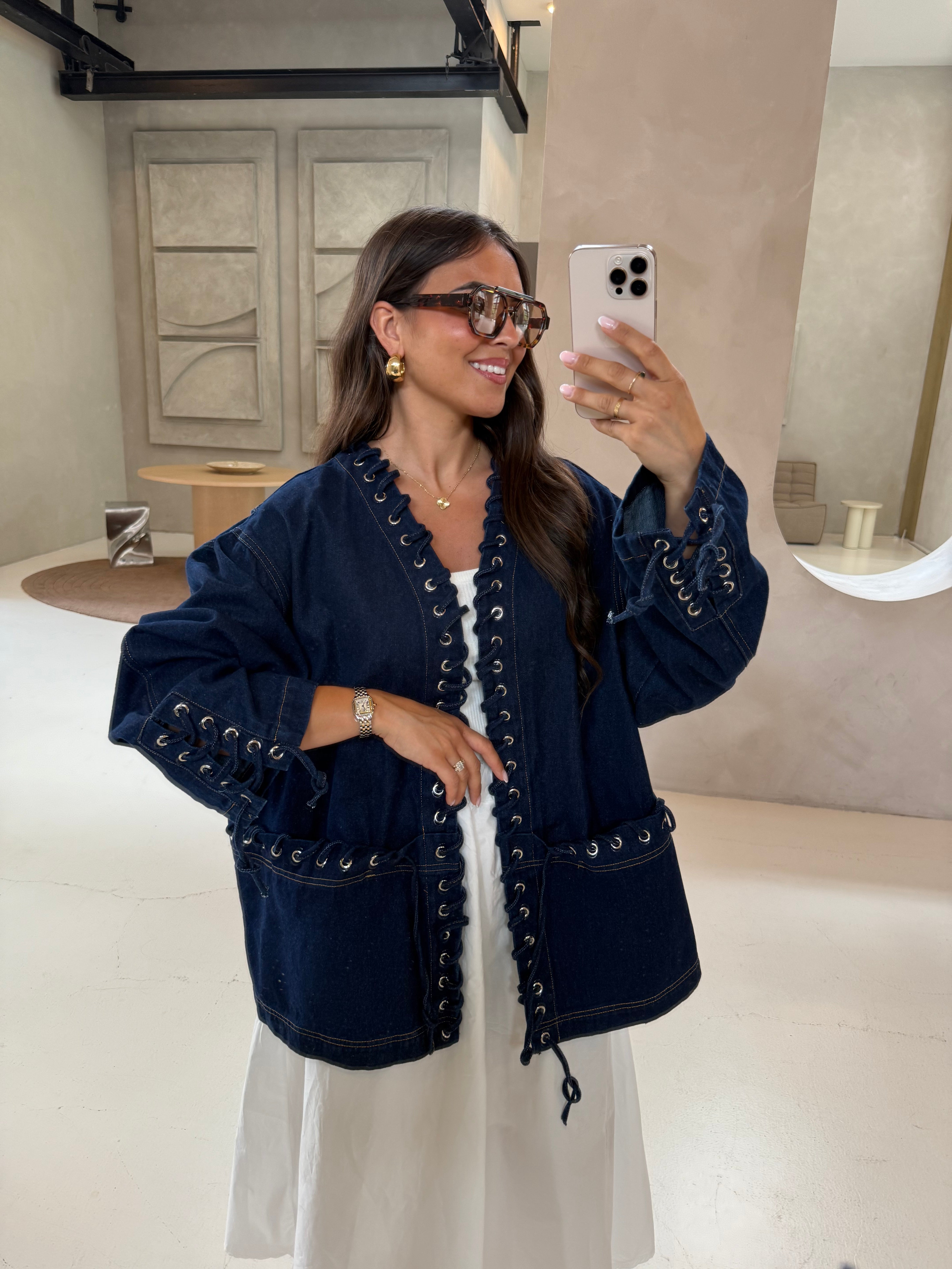 Veste en jean bleu brute (VJ10162)