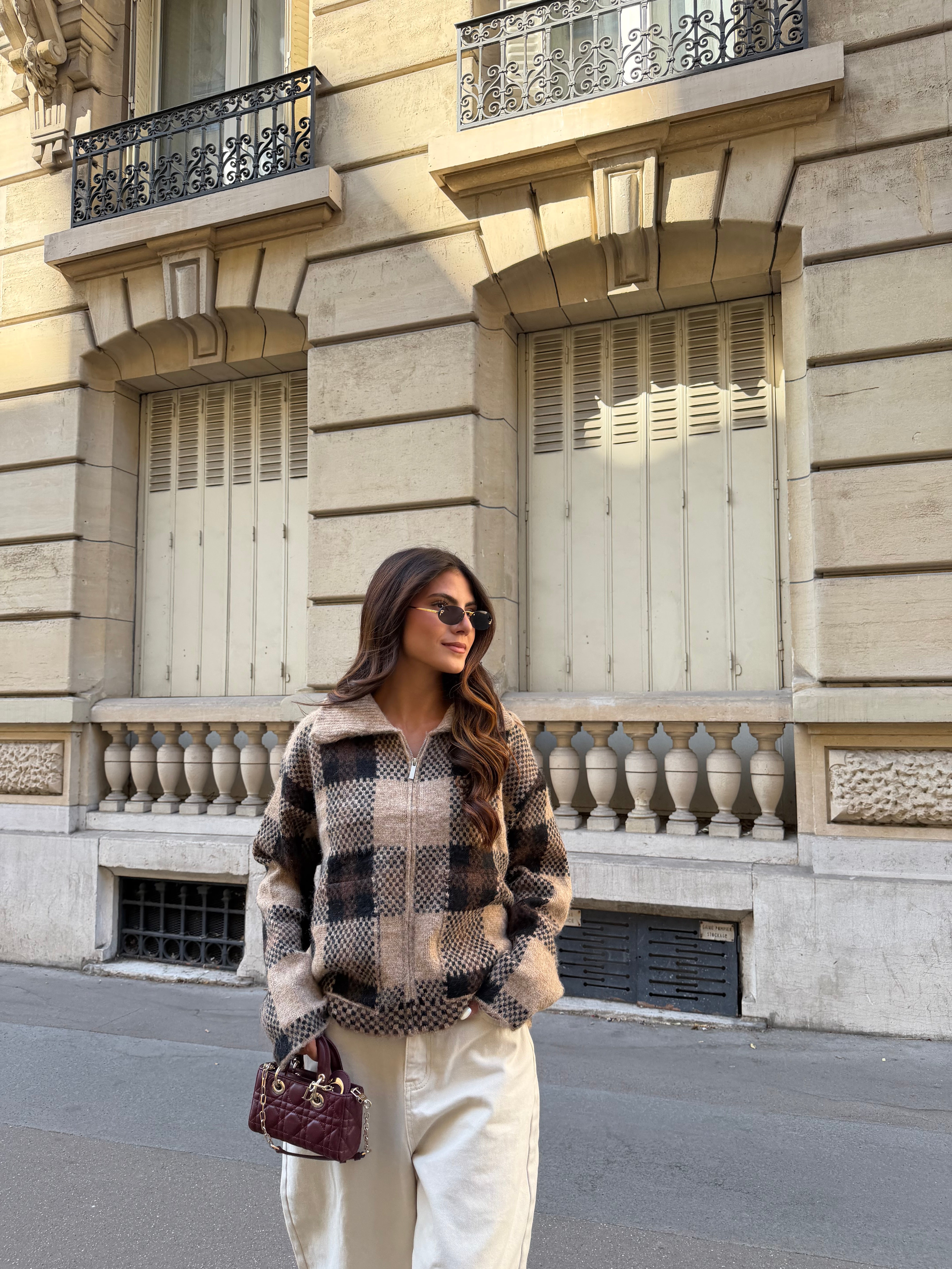 Gilet carreaux LAYA marron (2754)