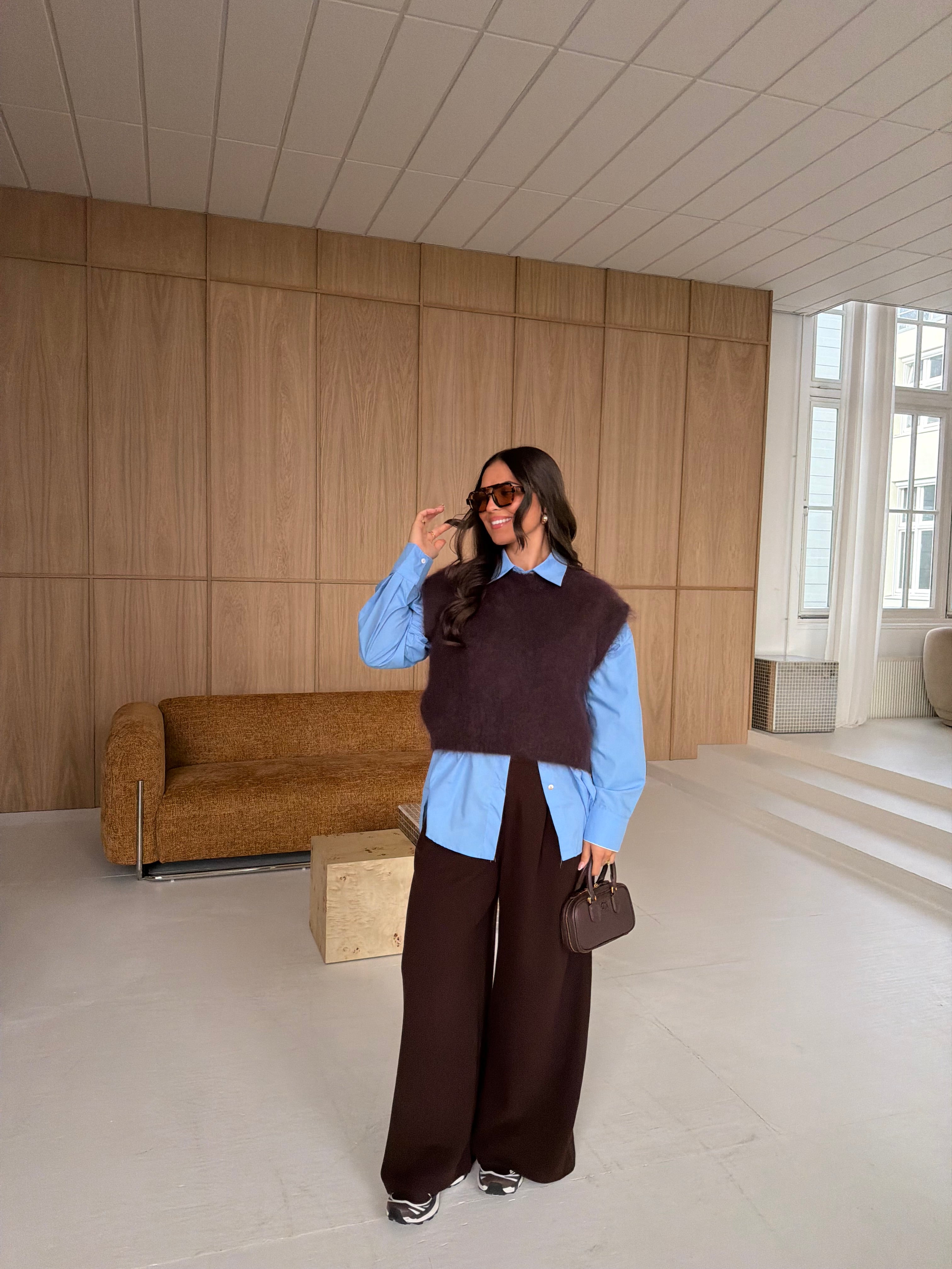 Pull mohair sans manche marron (28023)