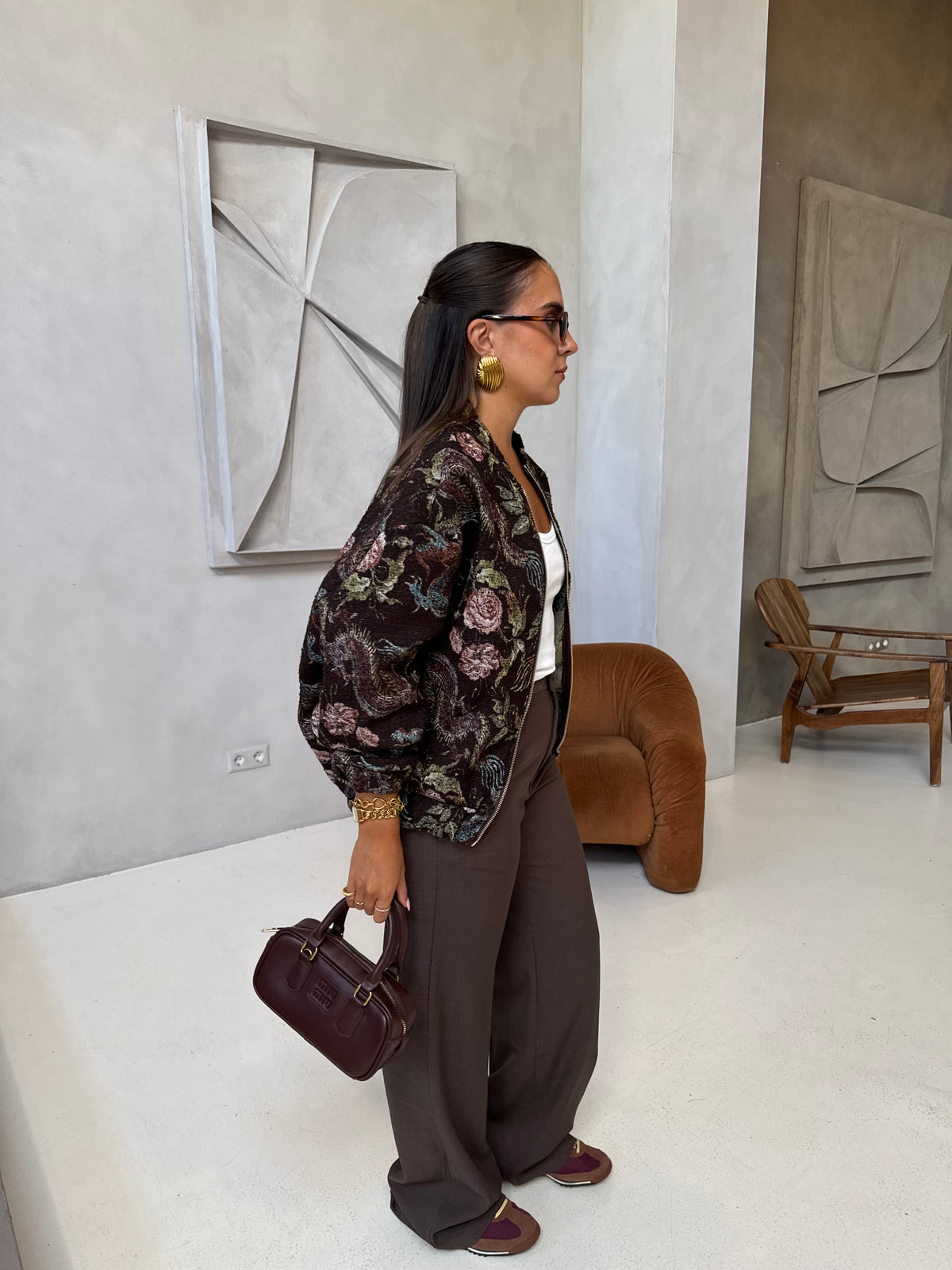 Veste GUAL marron 1 à motif (5210)