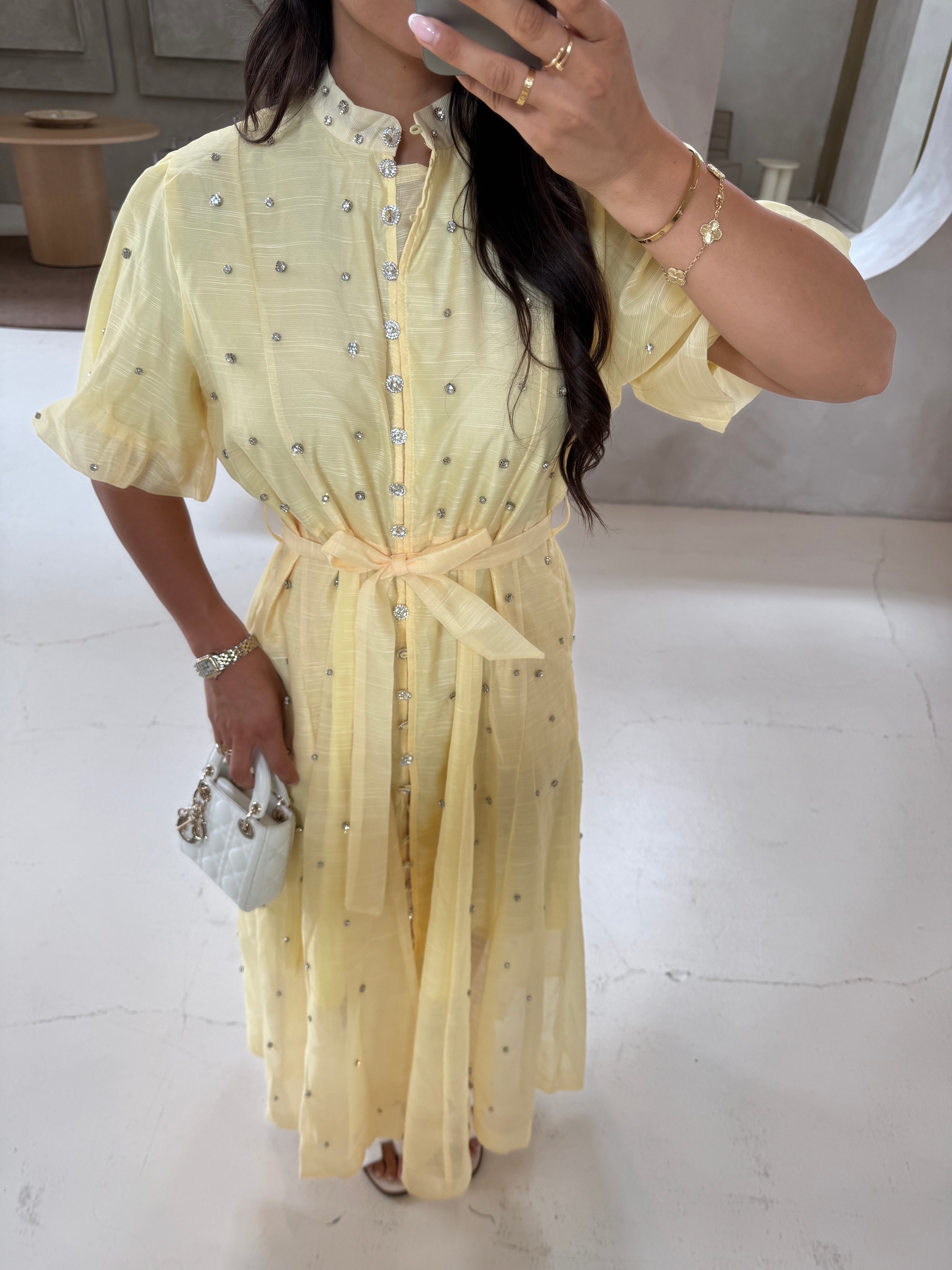 Robe bijoux jaune (R10517)