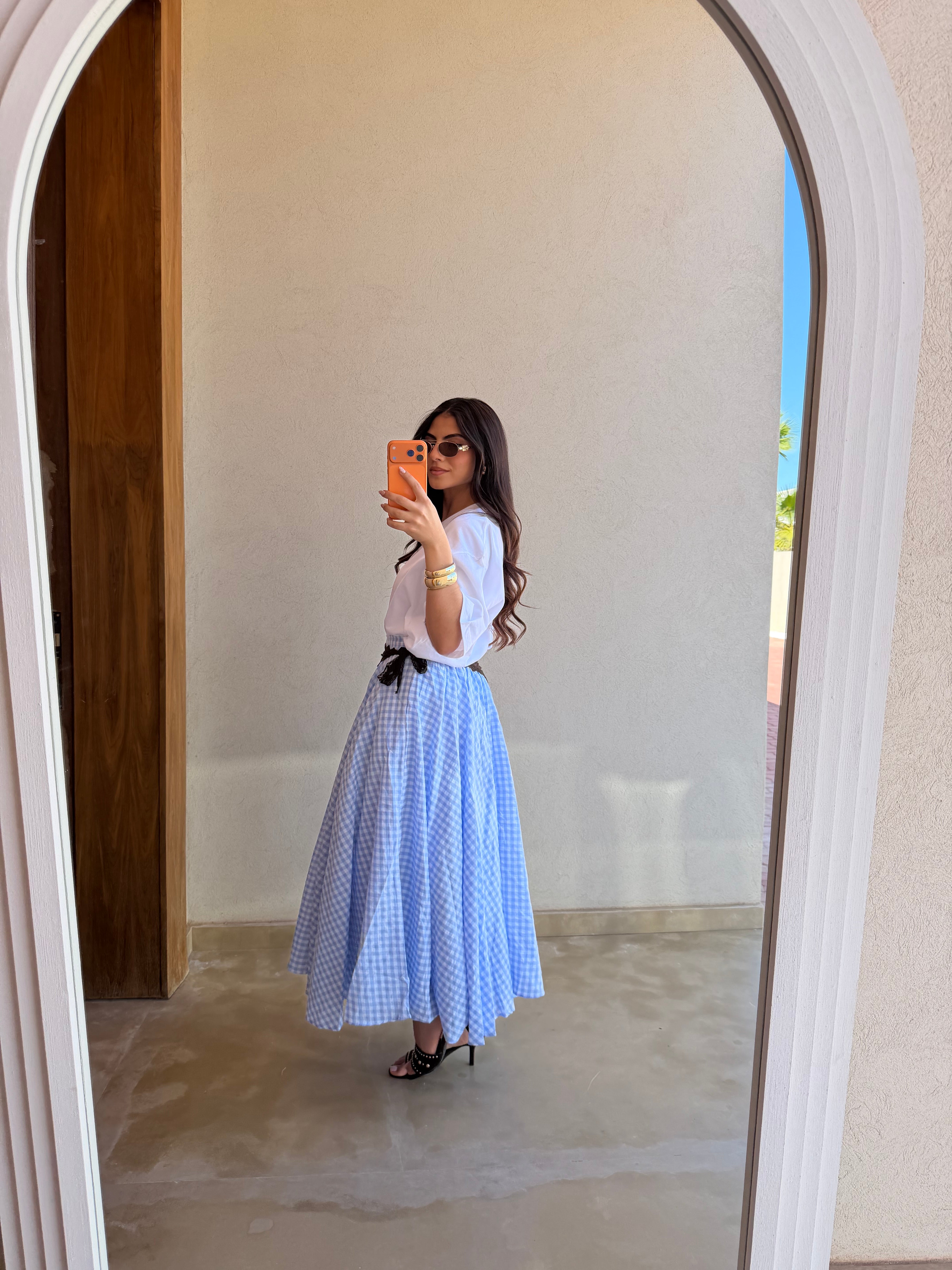 Jupe vichy bleue claire (SC233)