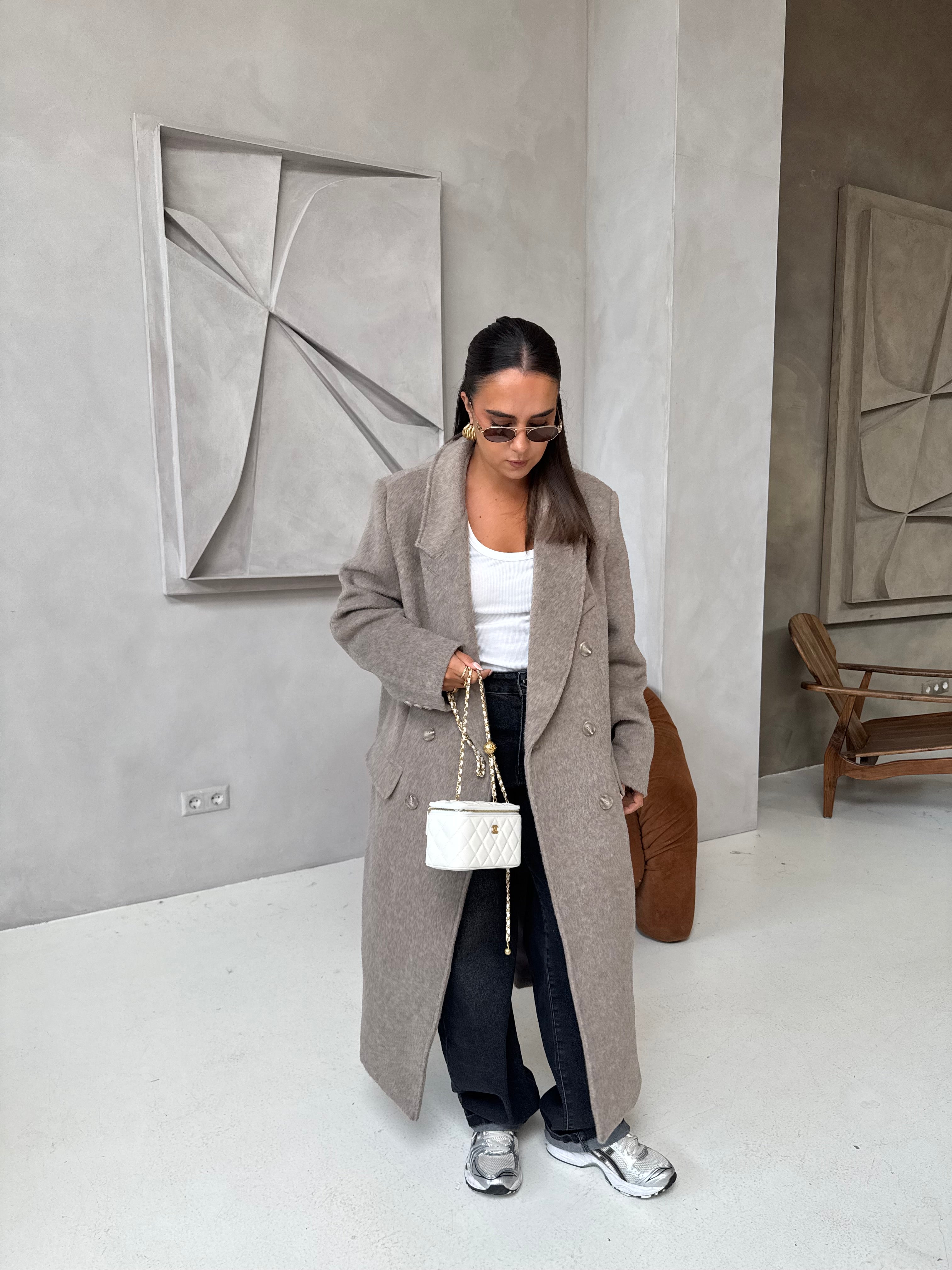 Manteau ZANA long taupe (W24768)