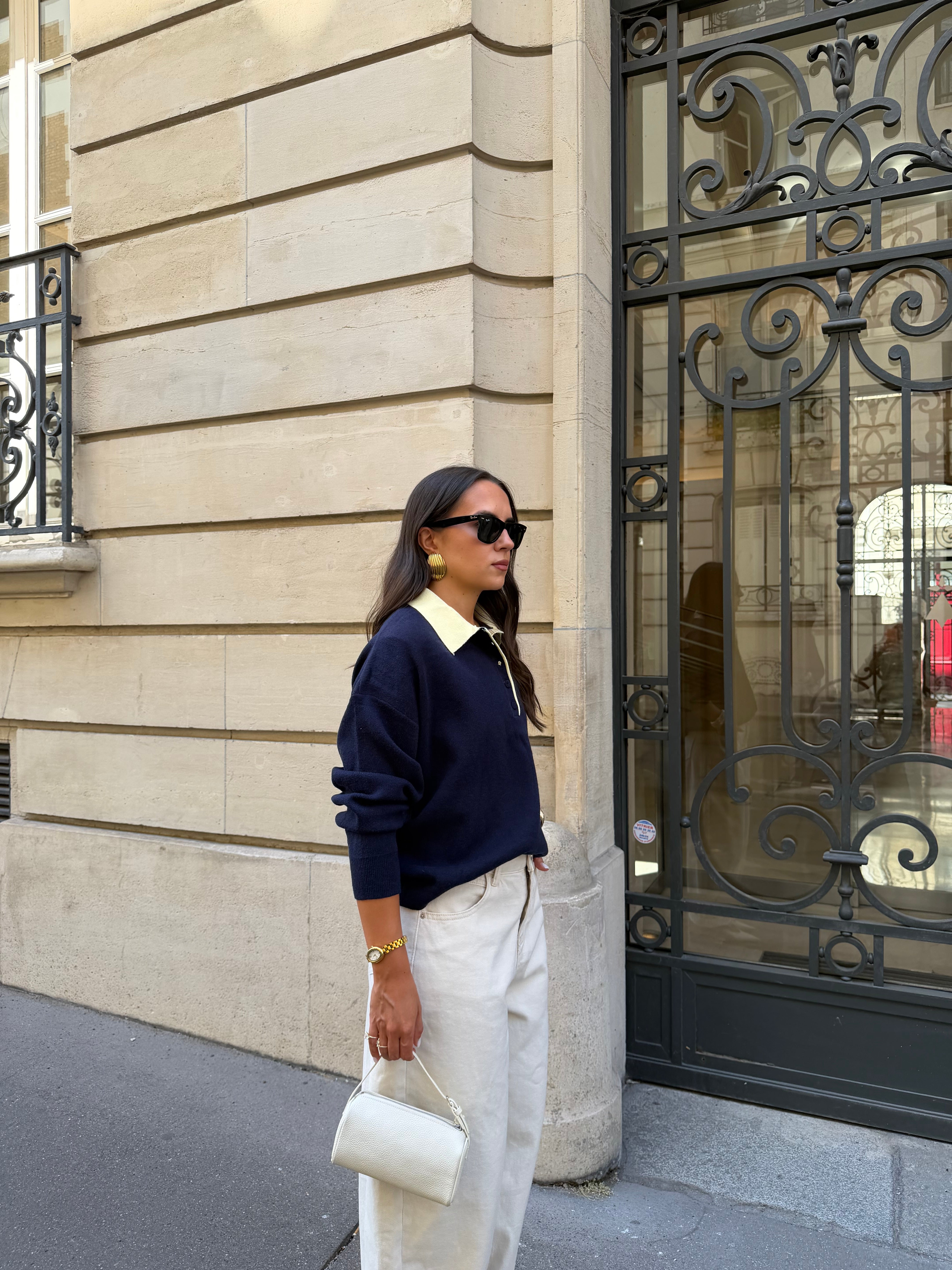Pull LIYA bleu marine jaune (2690)