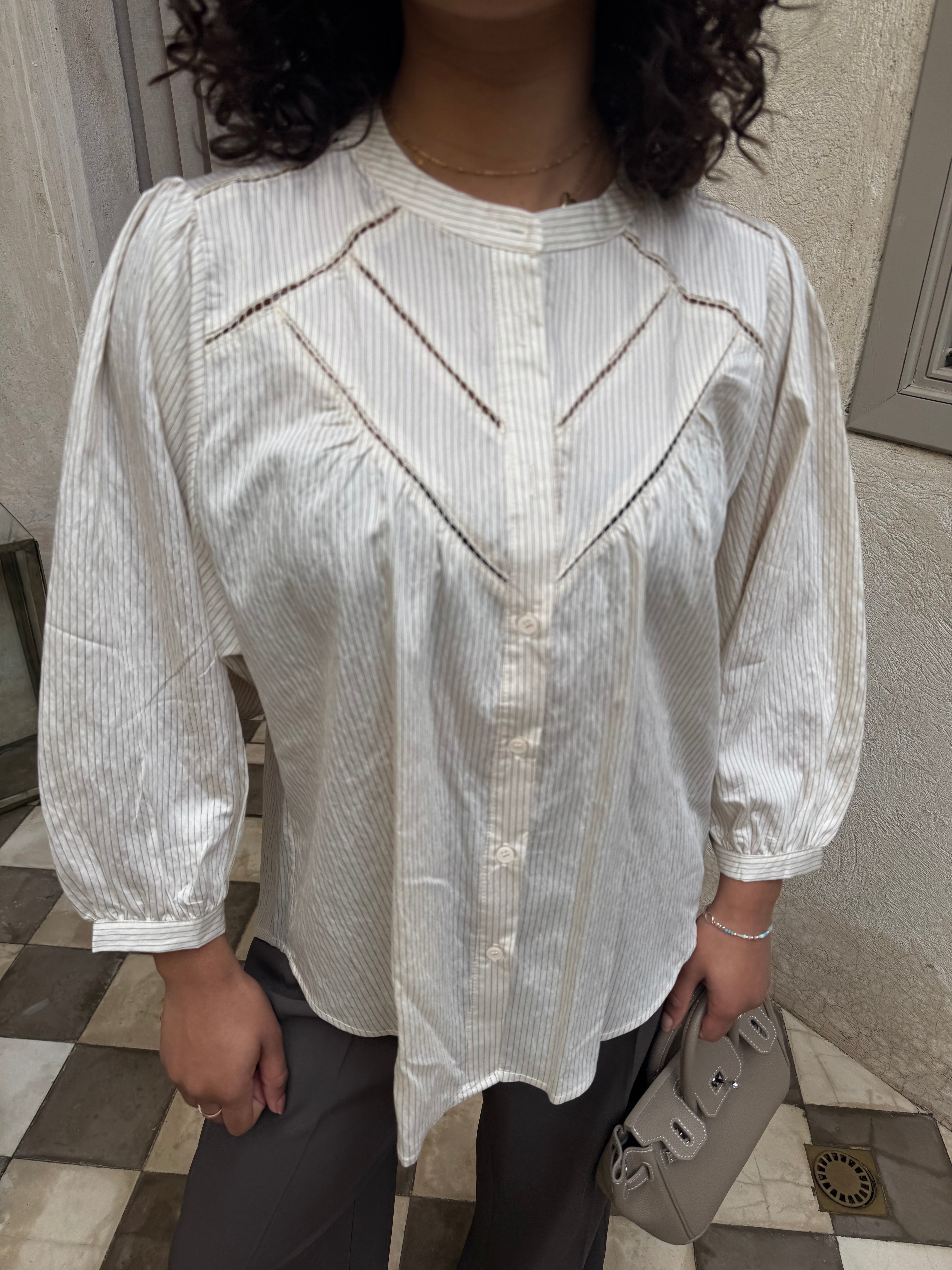 Chemise KIM beige à rayures (SC183)