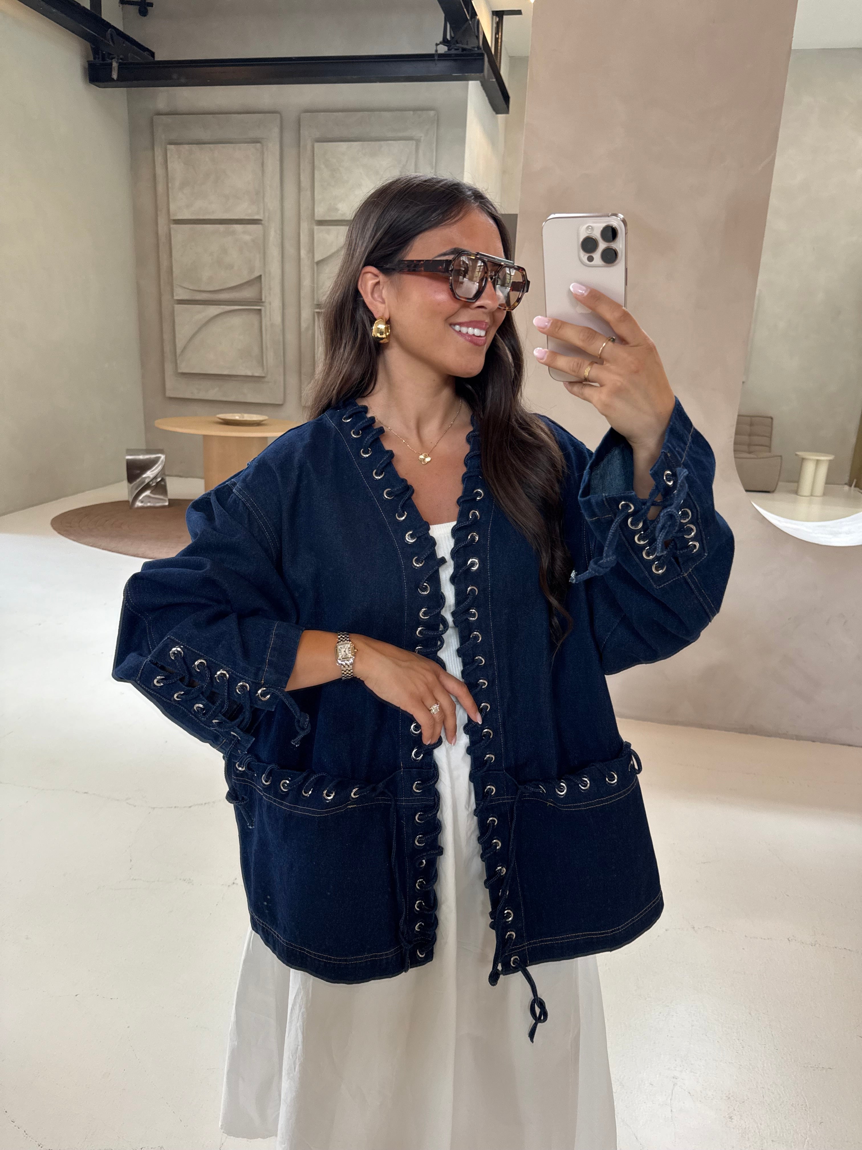 Veste en jean bleu brute (VJ10162)