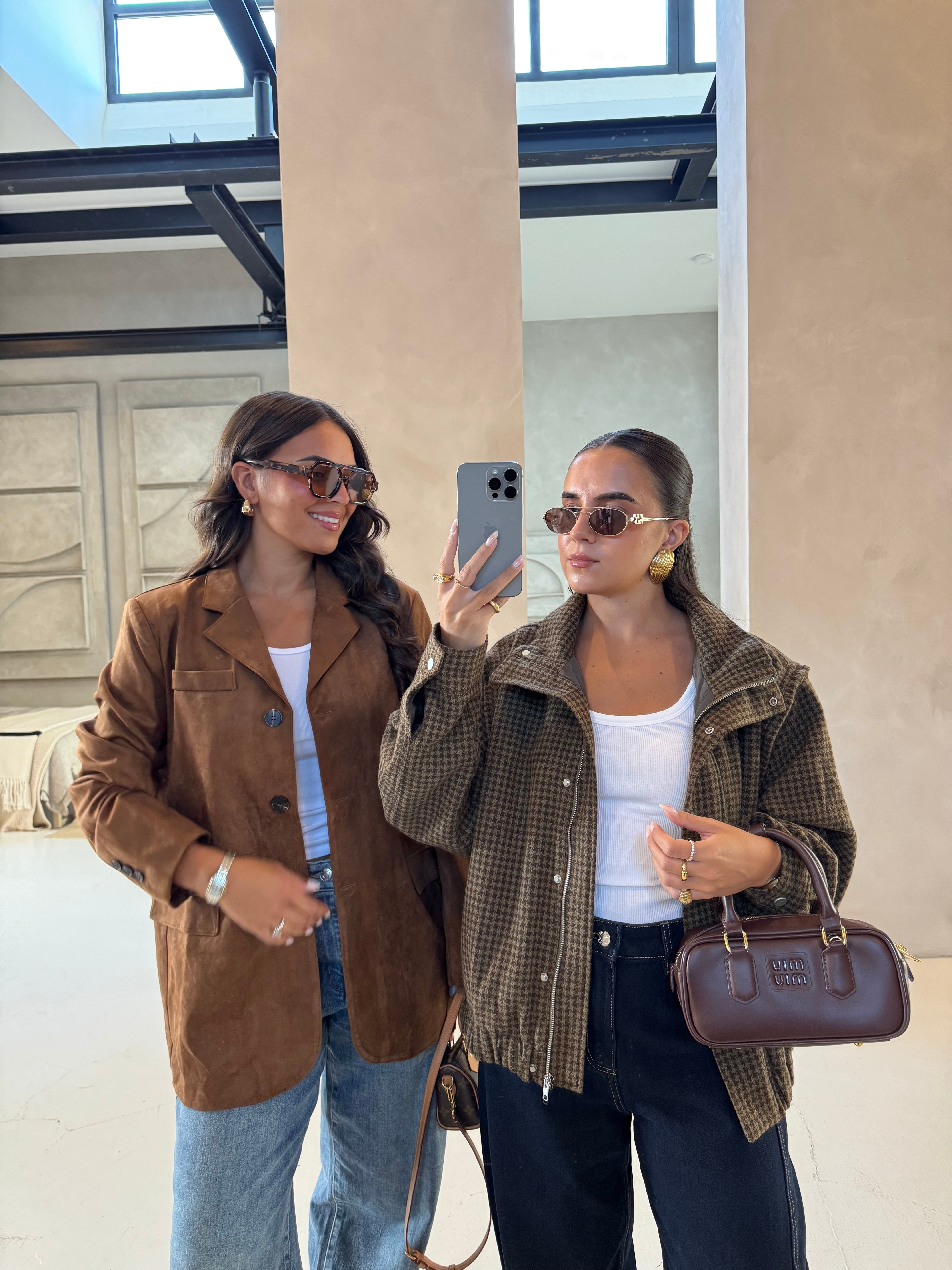 Veste à carreaux verte et marron (W25753-10)