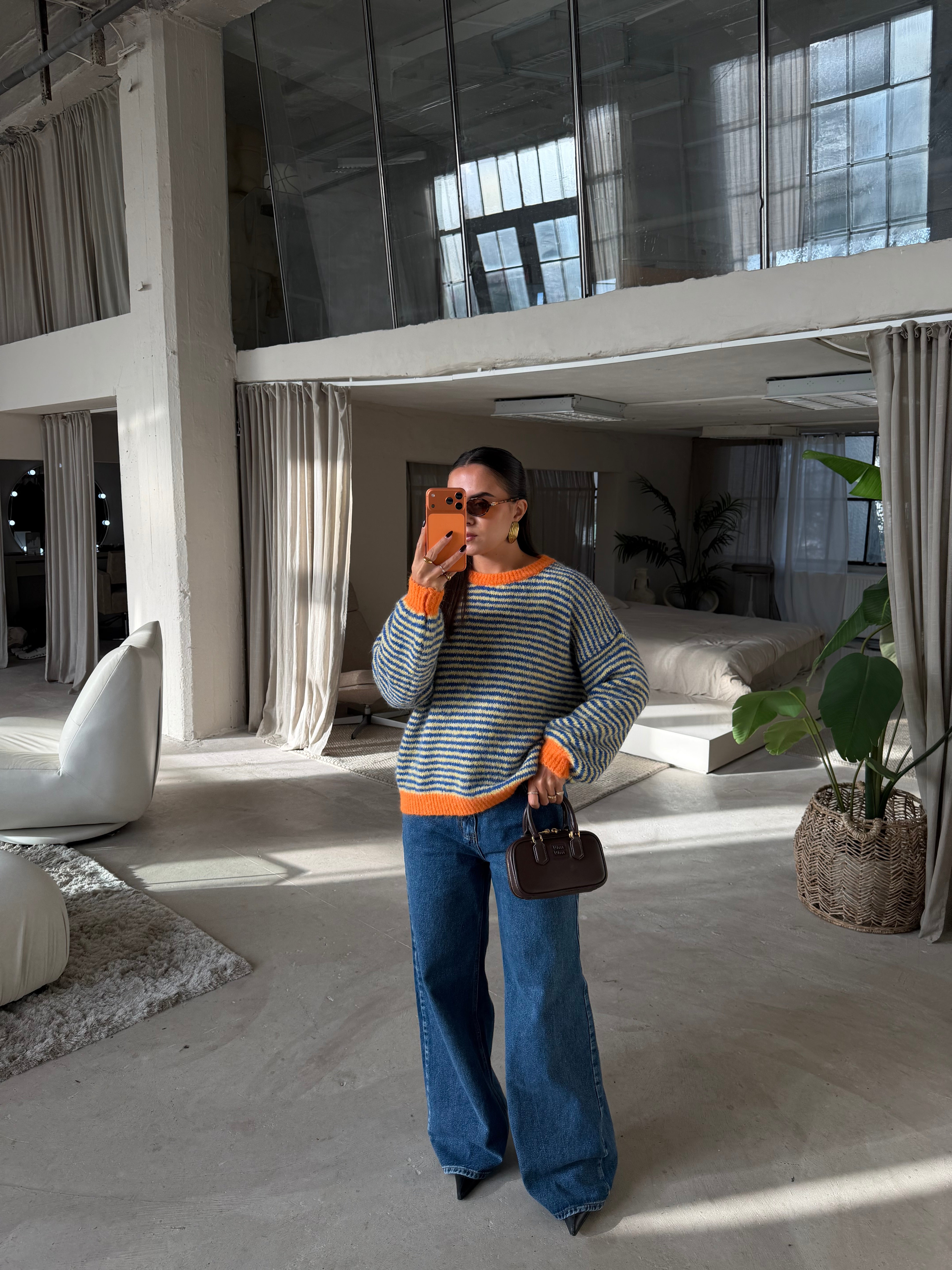 Pull VANIA orange bleu