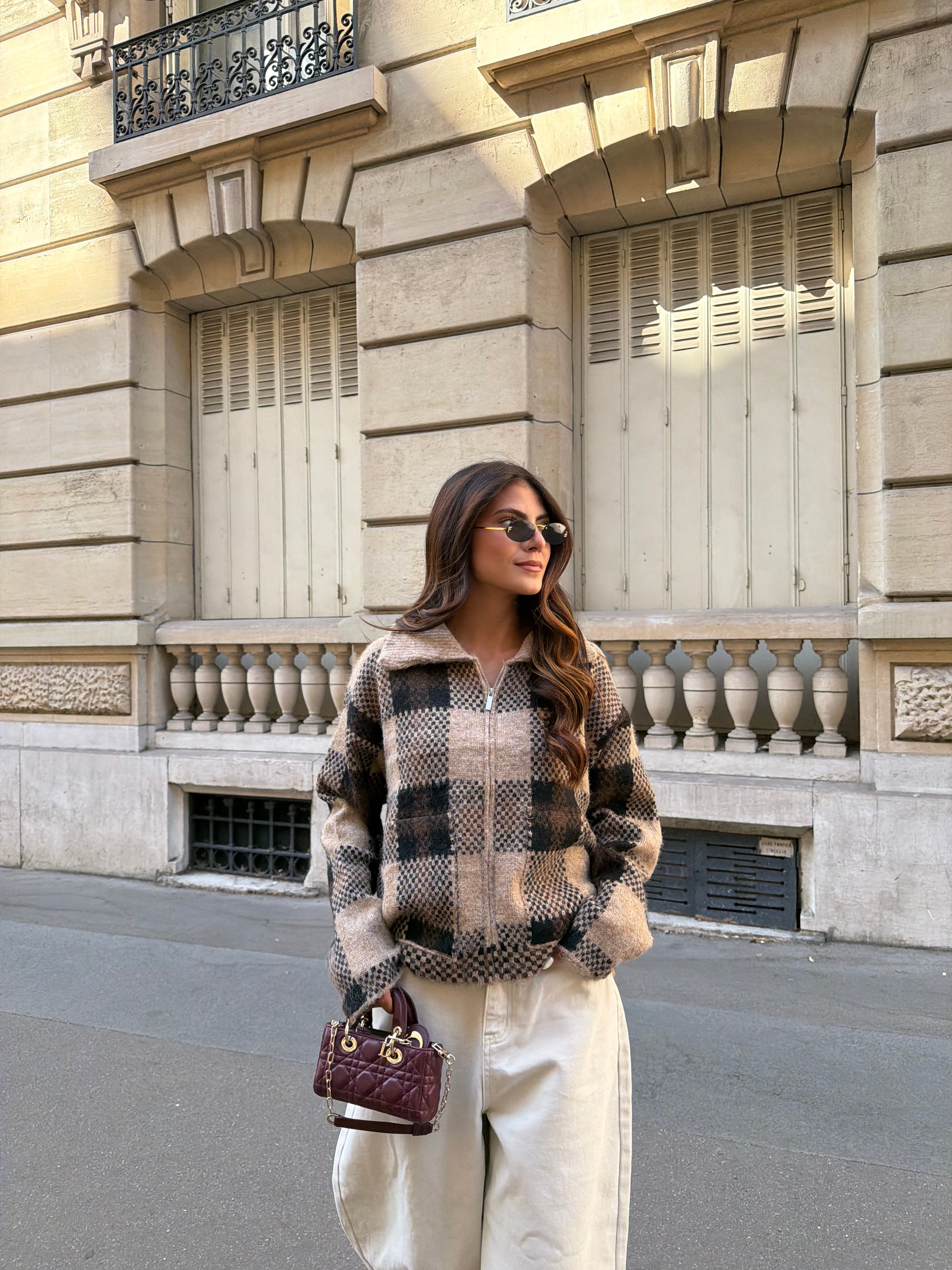 Gilet carreaux LAYA marron (2754)