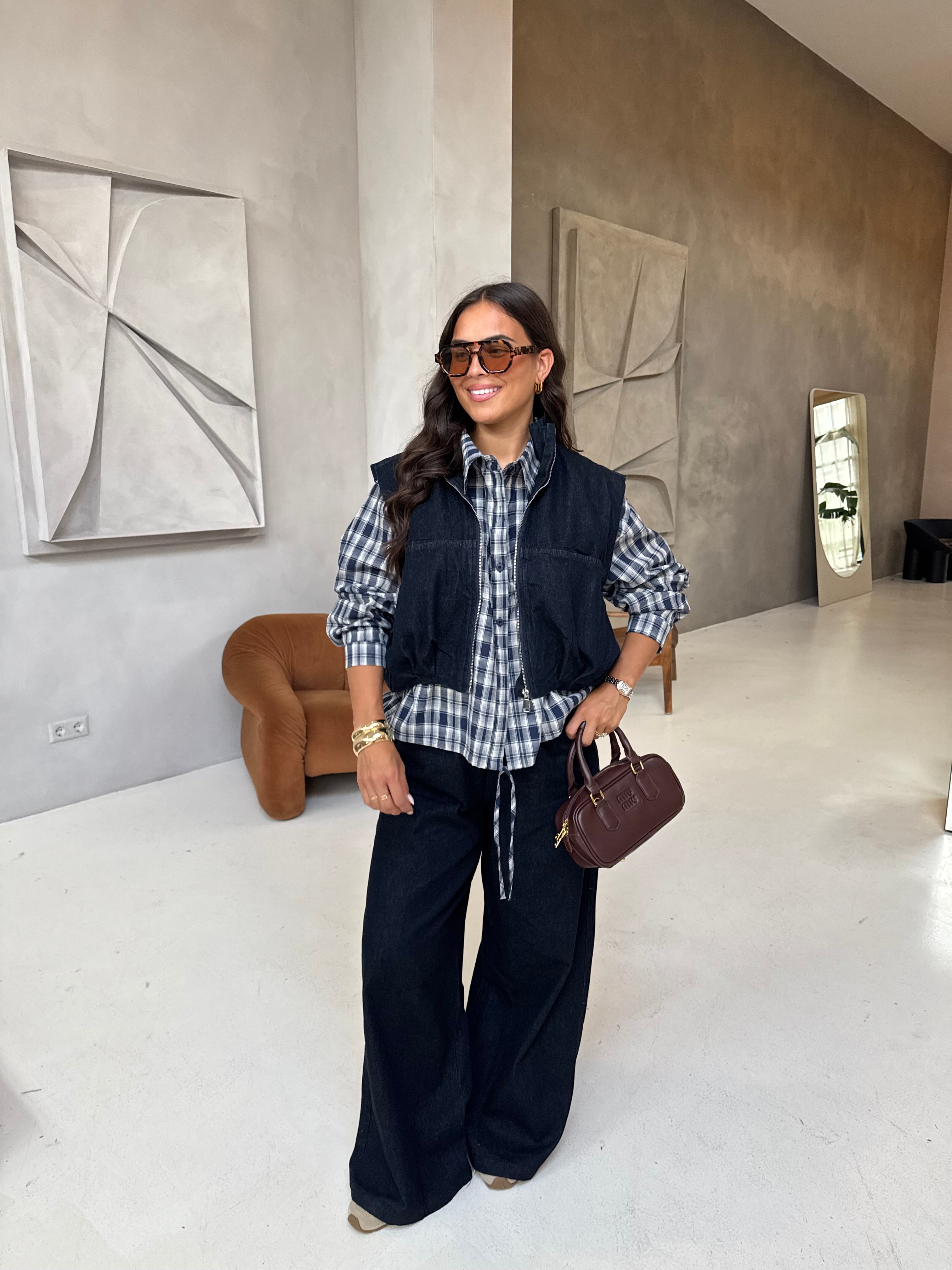 Pantalon large bleu foncé  (43072A)