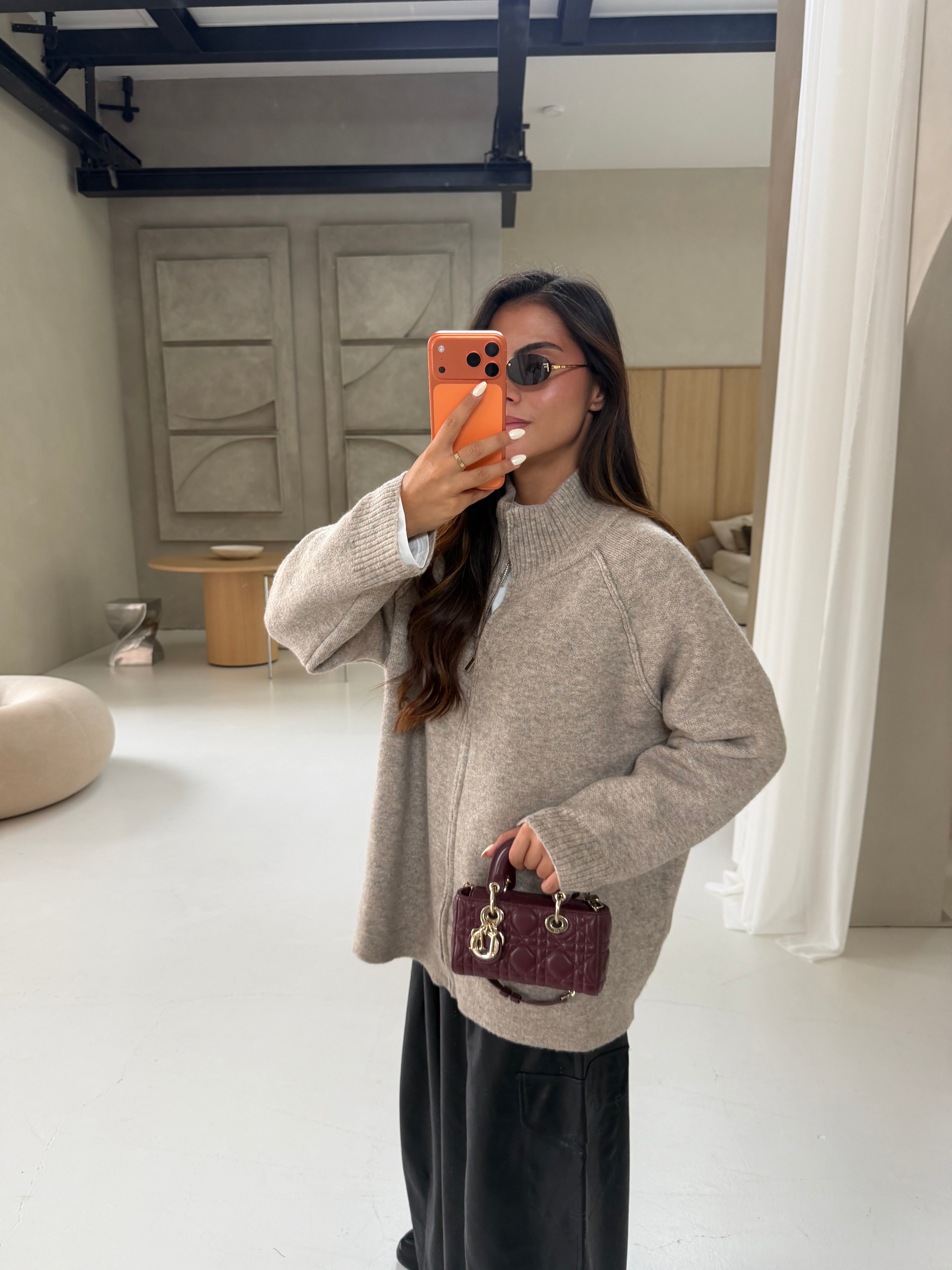 Gilet à zip UNI taupe (LC427)