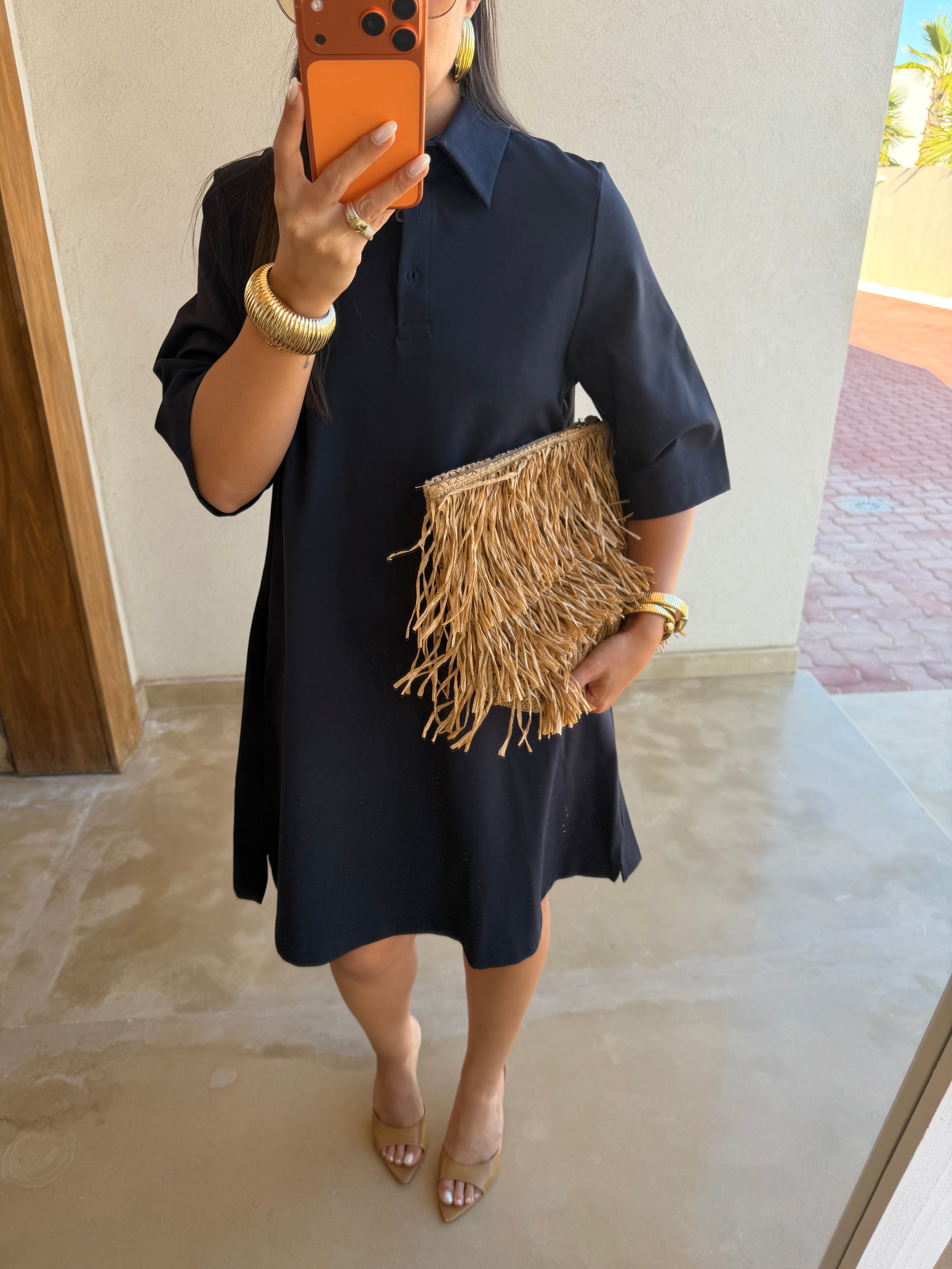 Robe polo bleue marine (SW723)