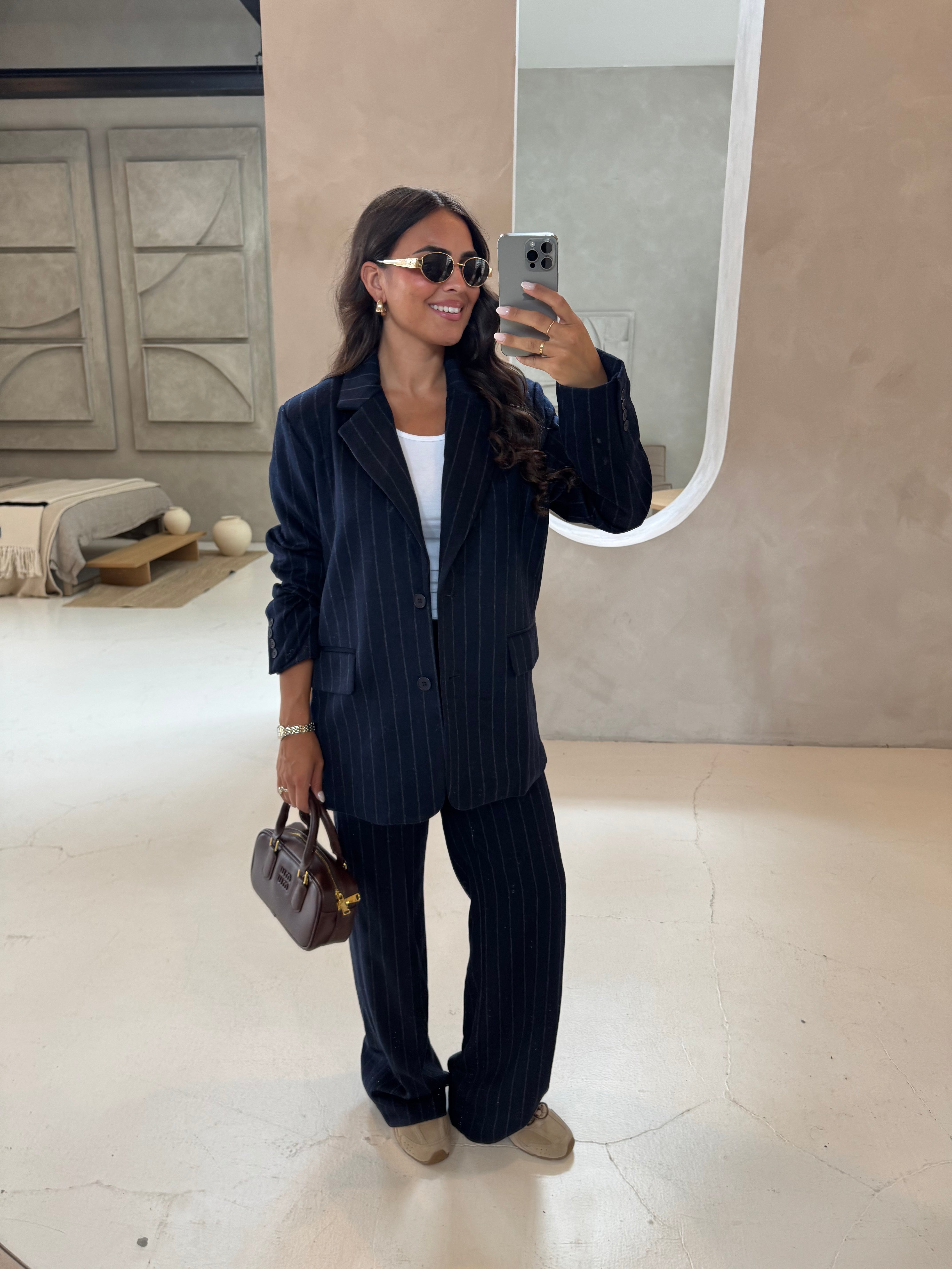 Pantalon MELA épais rayures bleu (p-2510)