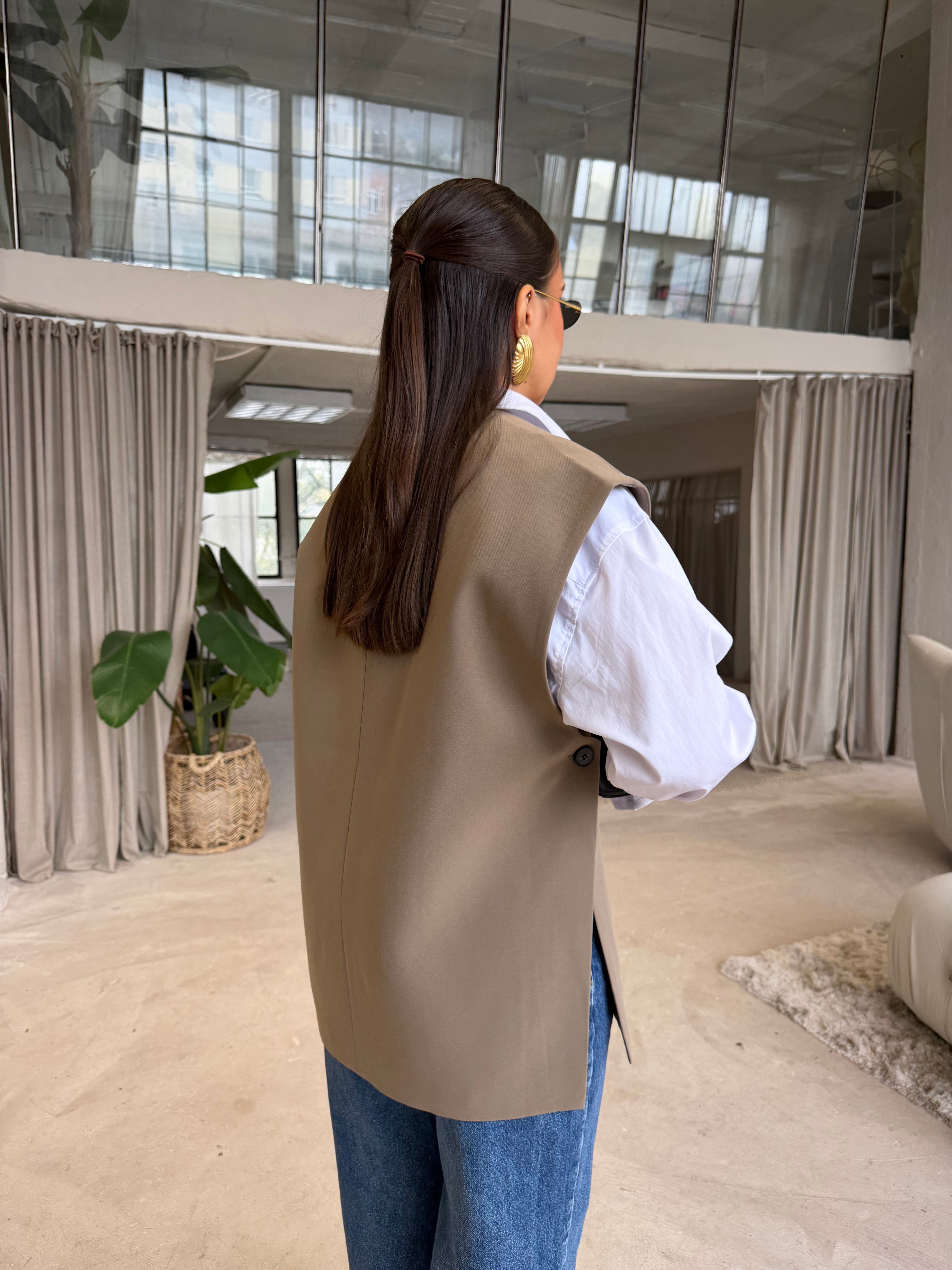 Blazer COUTURE sans manche kaki (5813)