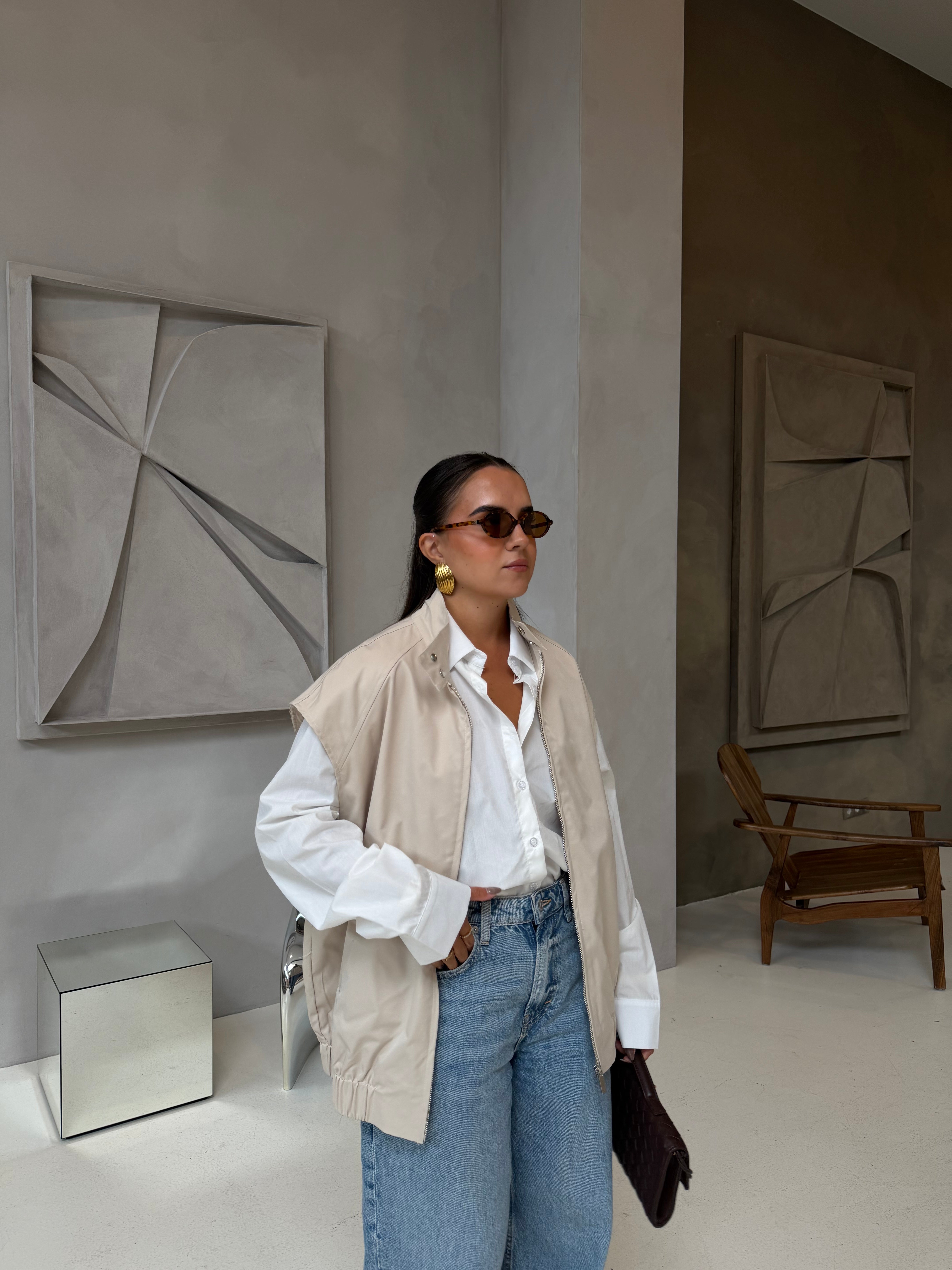 Veste sans manche beige (53052B)