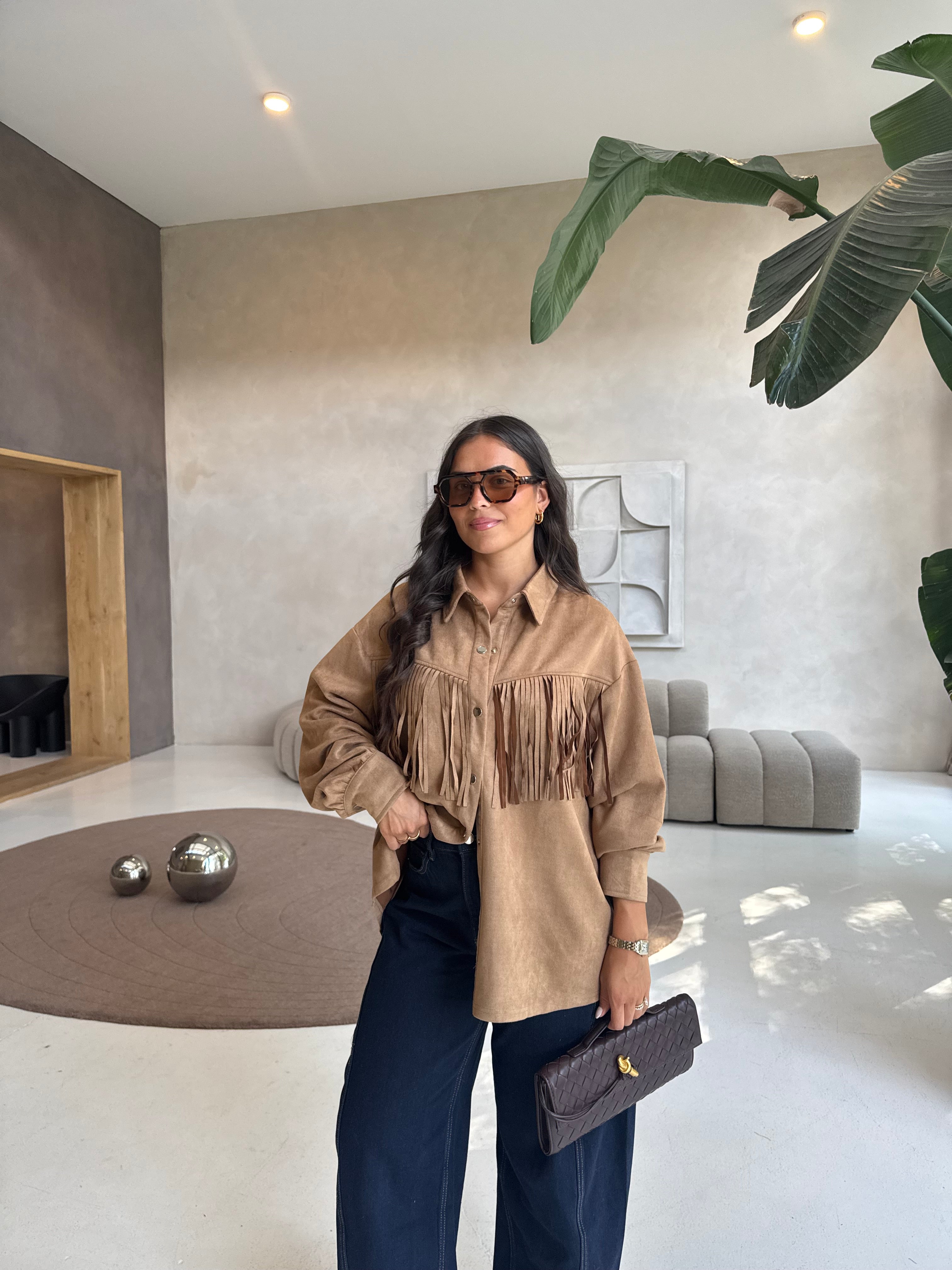 Veste à  frange camel (ym1015)