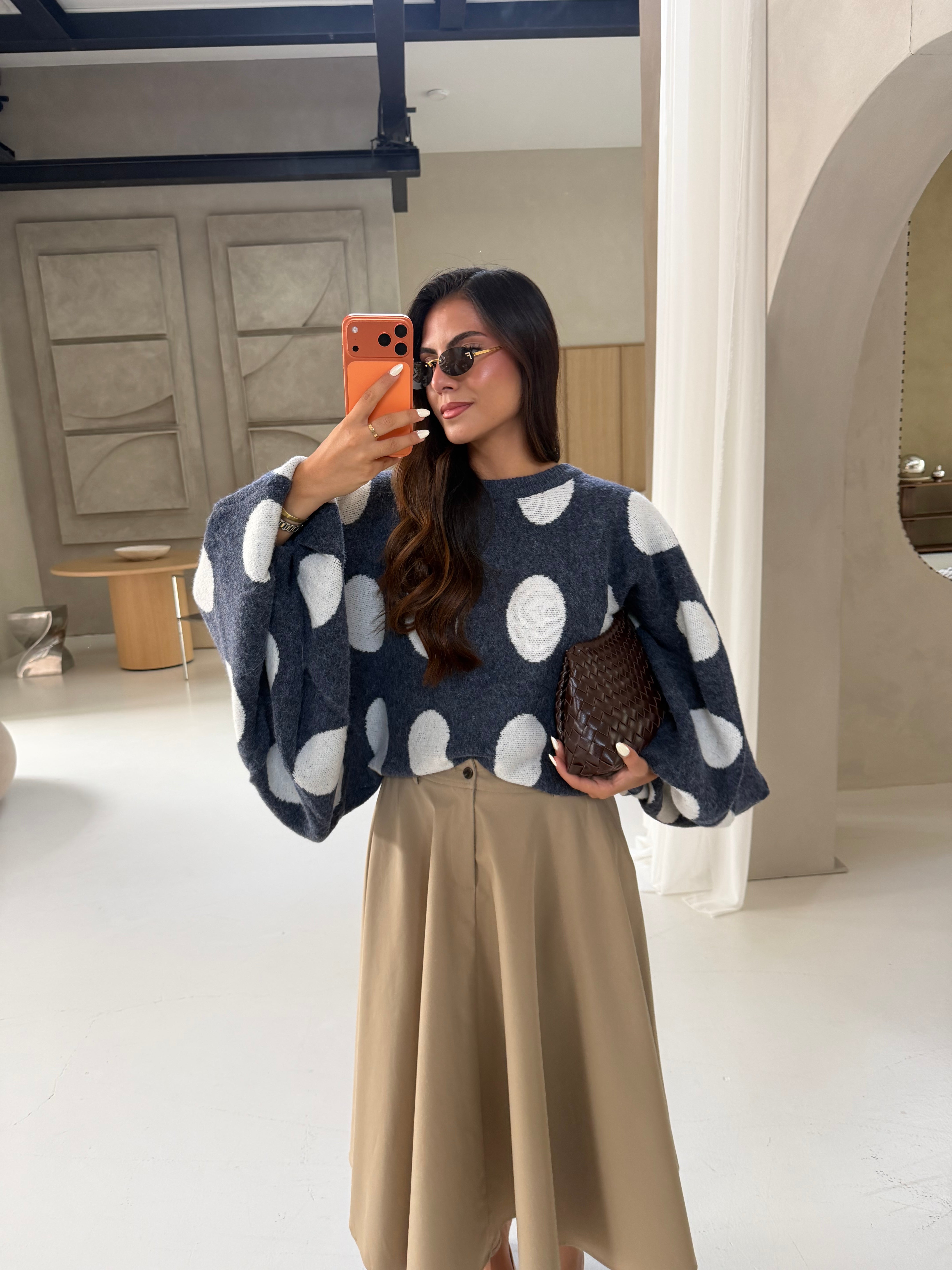 Pull manche bouffante bleu ALEXI (5541)