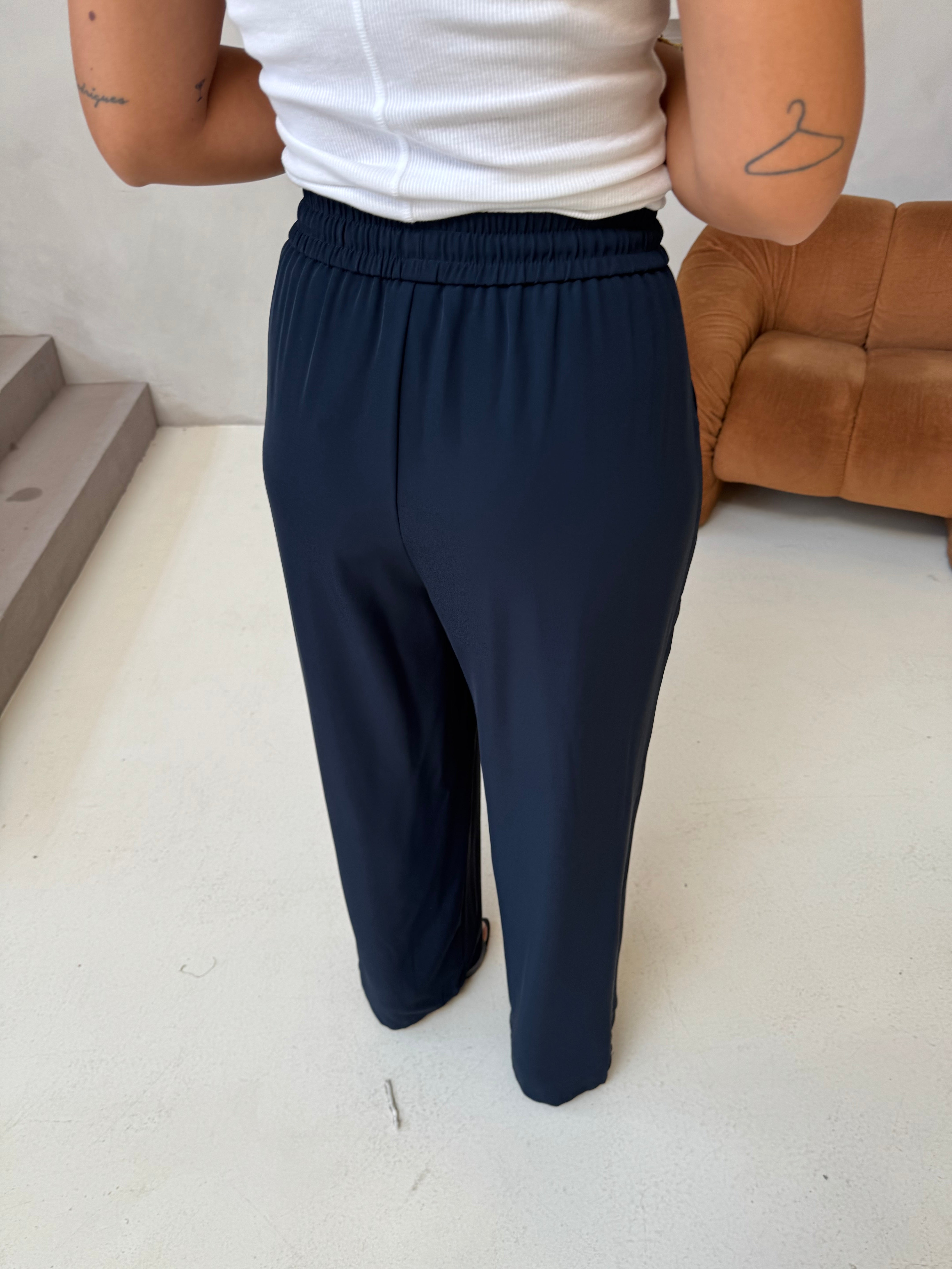 Pantalon HARCHE fluide bleu marine (43080)