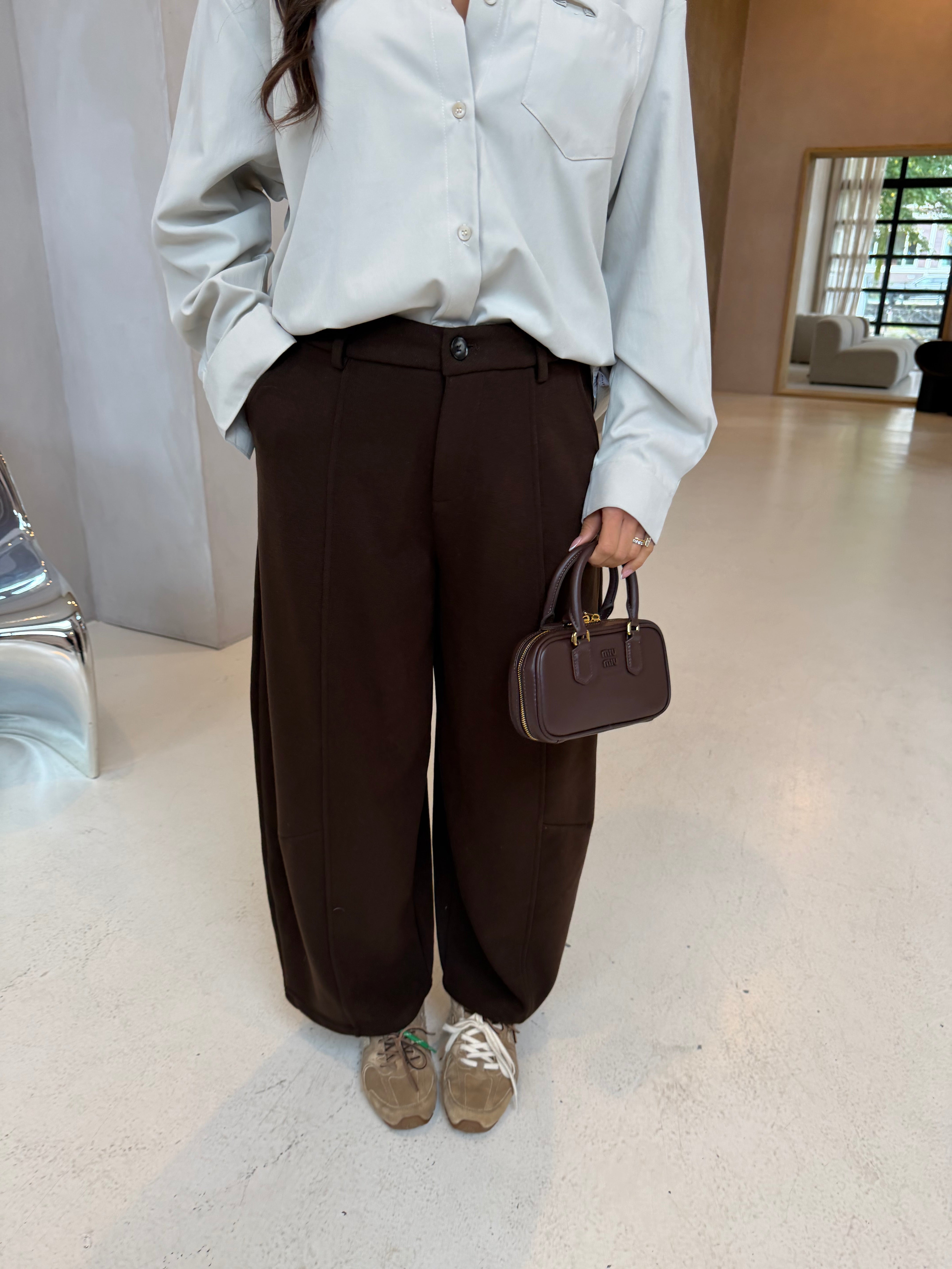 Pantalon effet laine marron (MA8897)