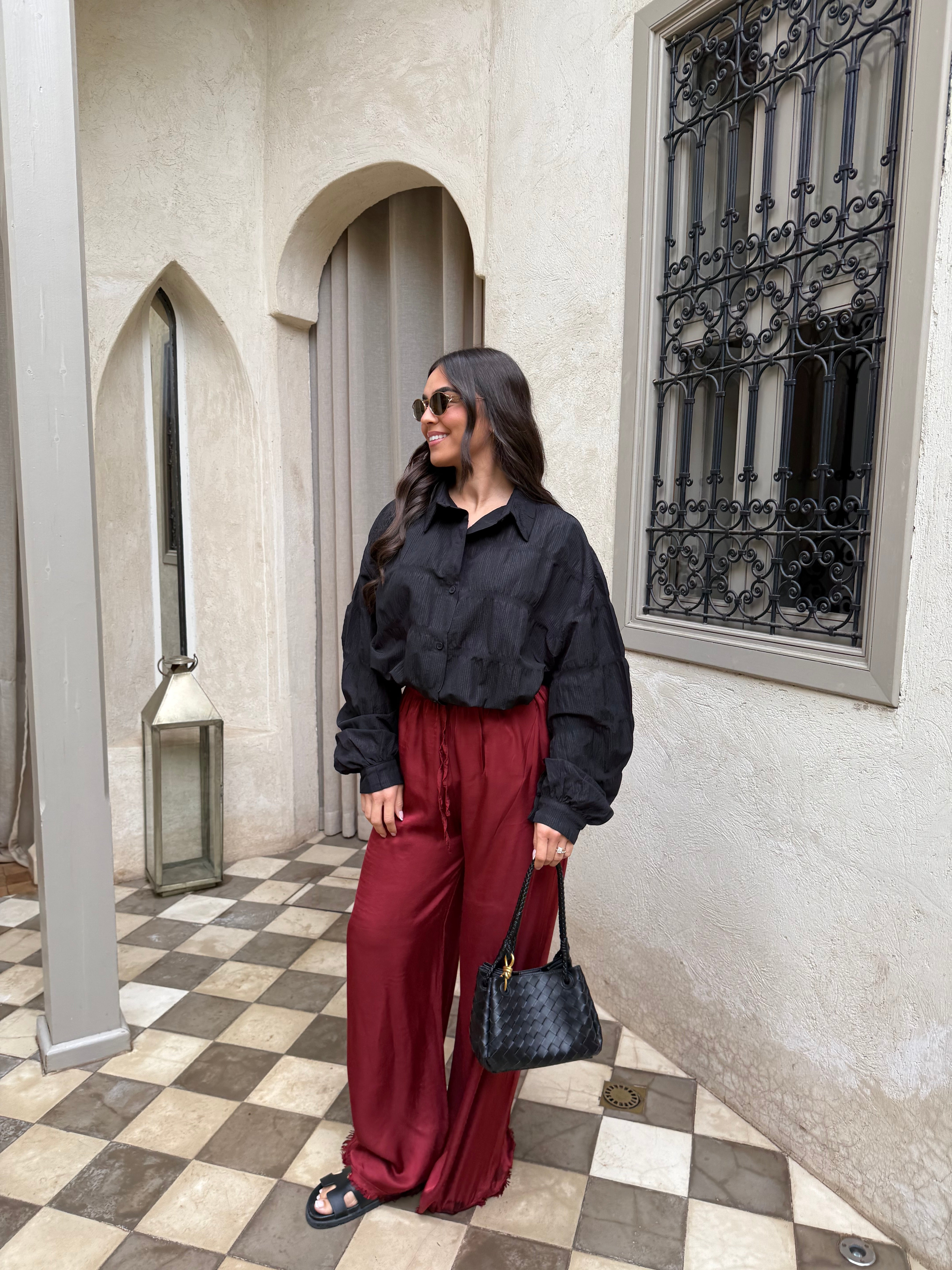 Pantalon SENS satiné bordeaux