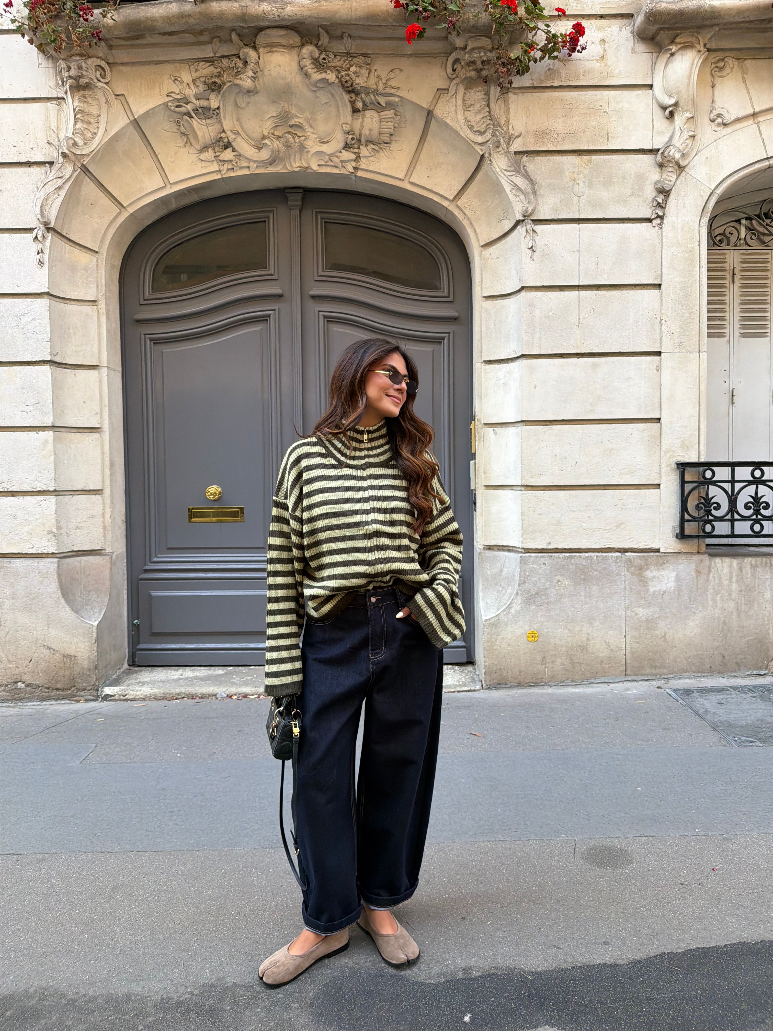 Gilet rayures MINA kaki (2755)