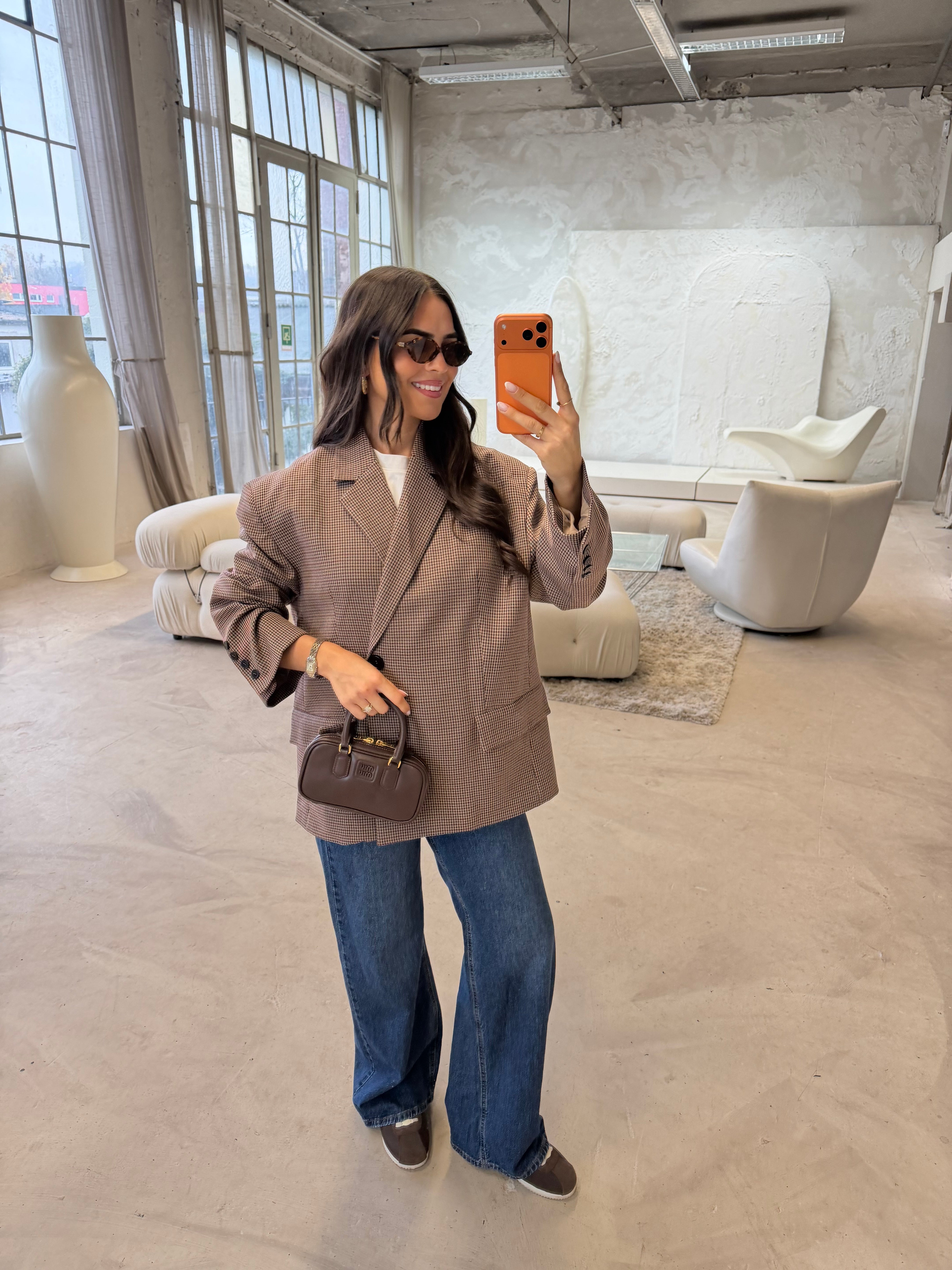 Blazer pied de poule bordeaux