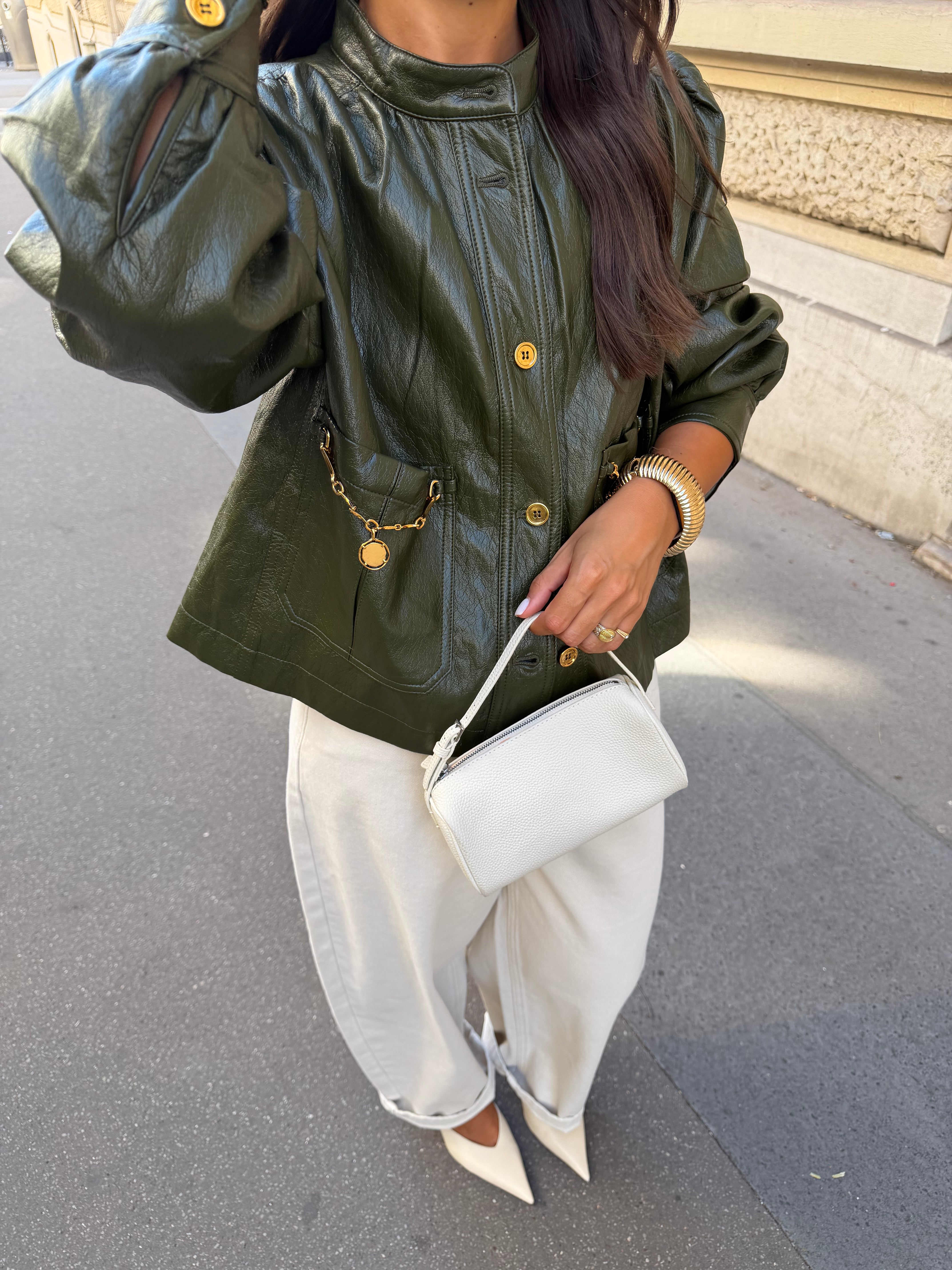 Veste similicuir ISA verte (RD9232)