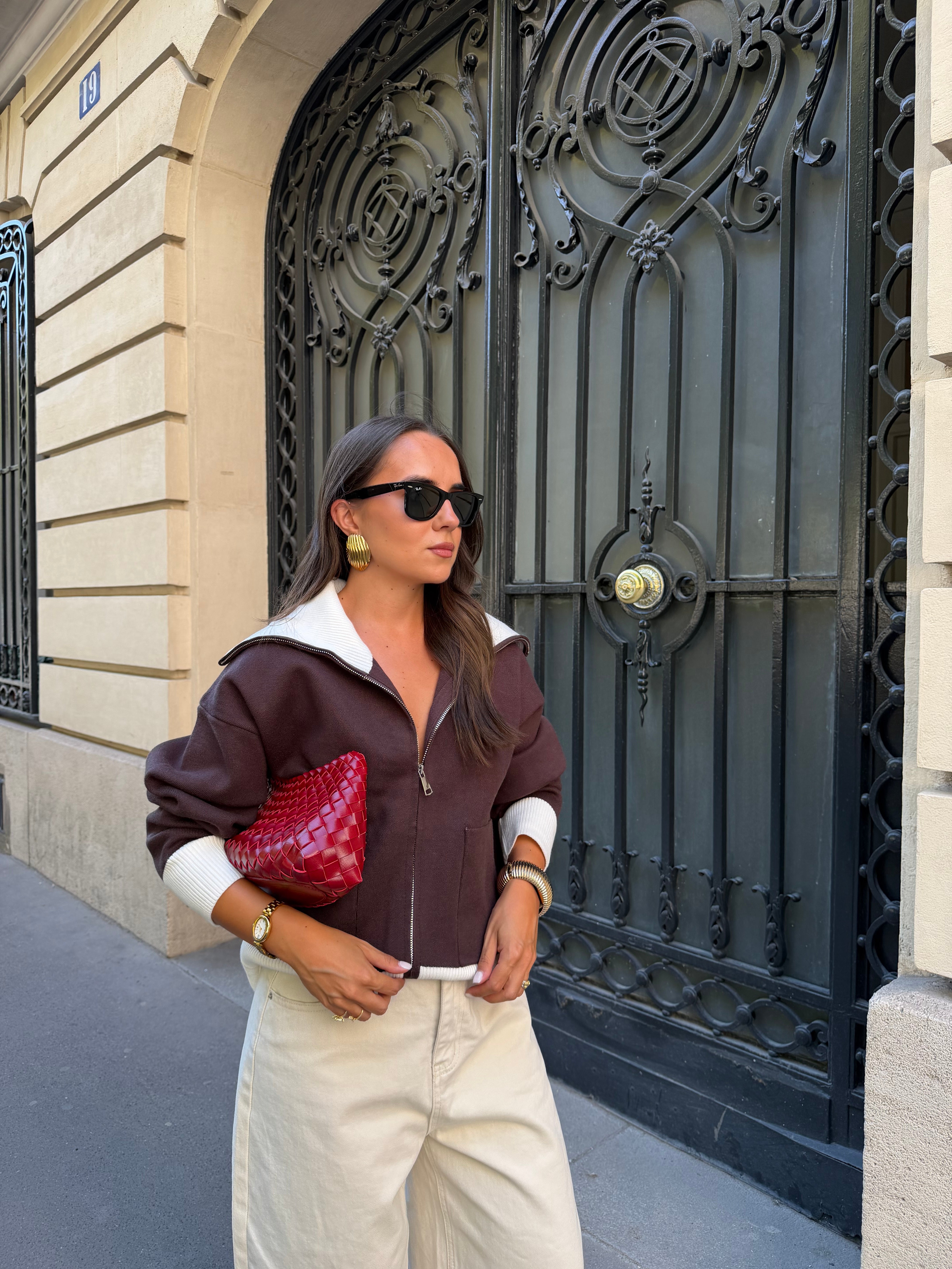 Gilet à zip bi color marron (LC430)