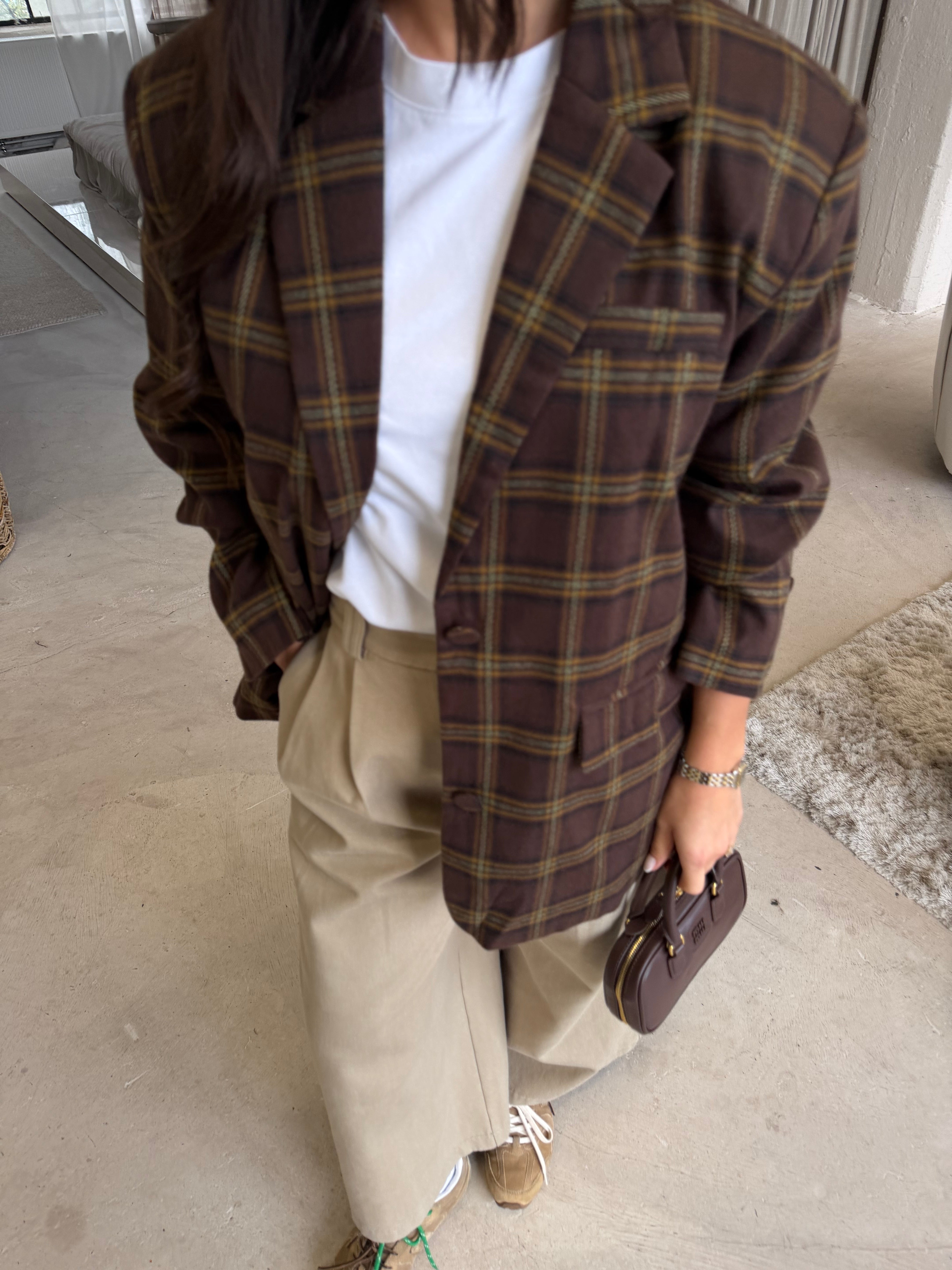 Blazer LENA carreaux marron (V6260)