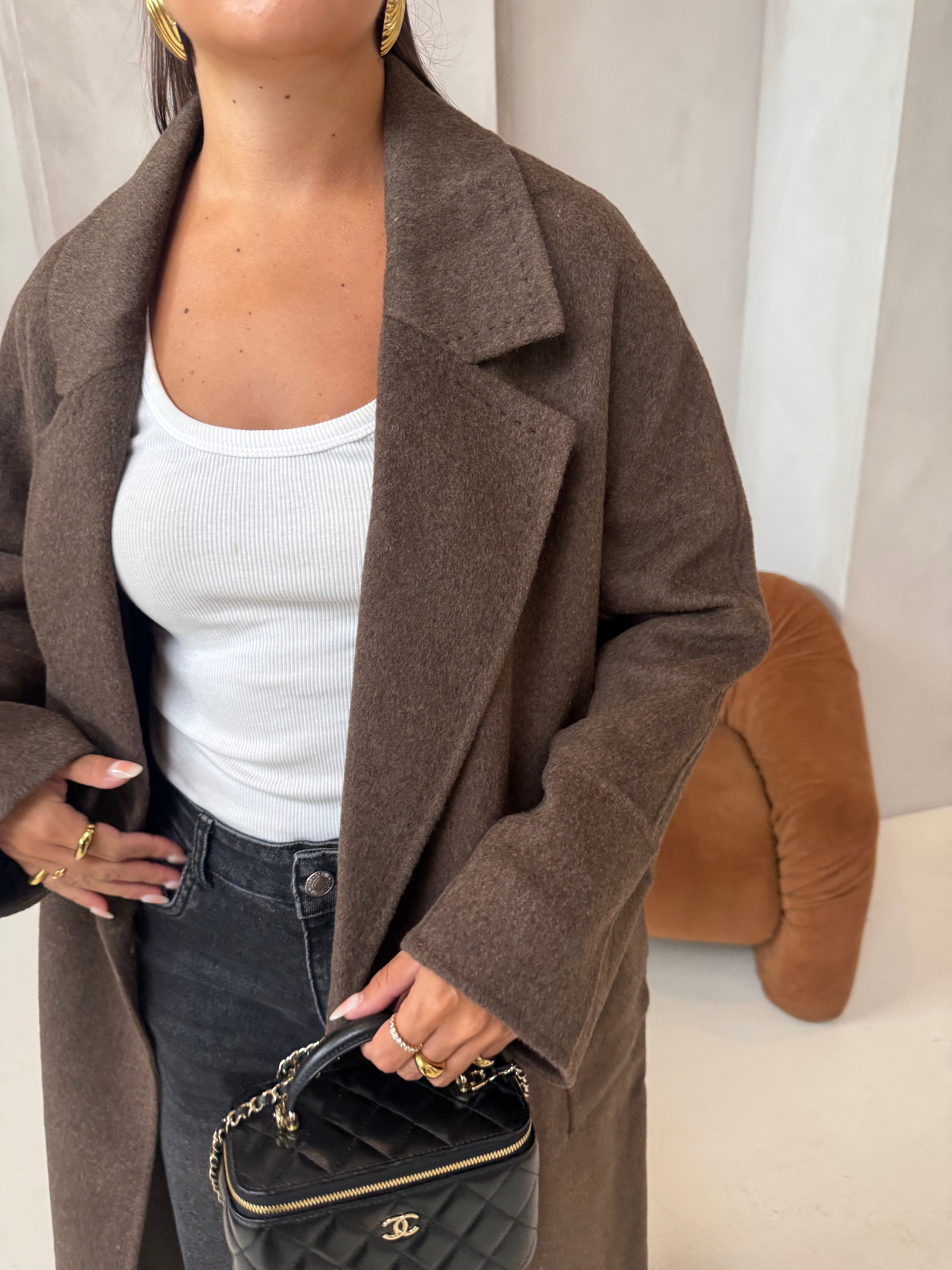 Manteau AMBRE laine marron (M-2505)