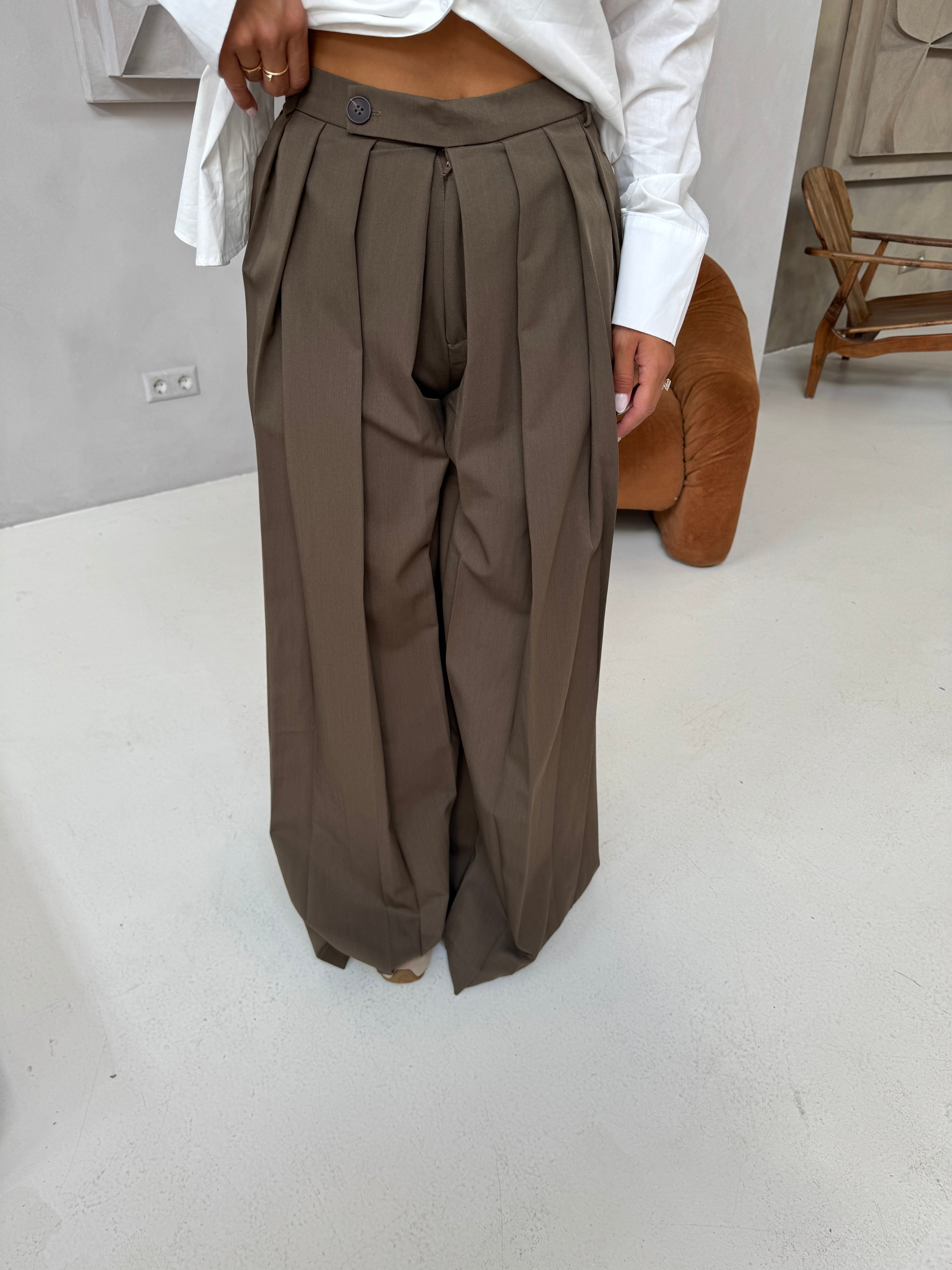 Pantalon plissé  marron (JY5102)