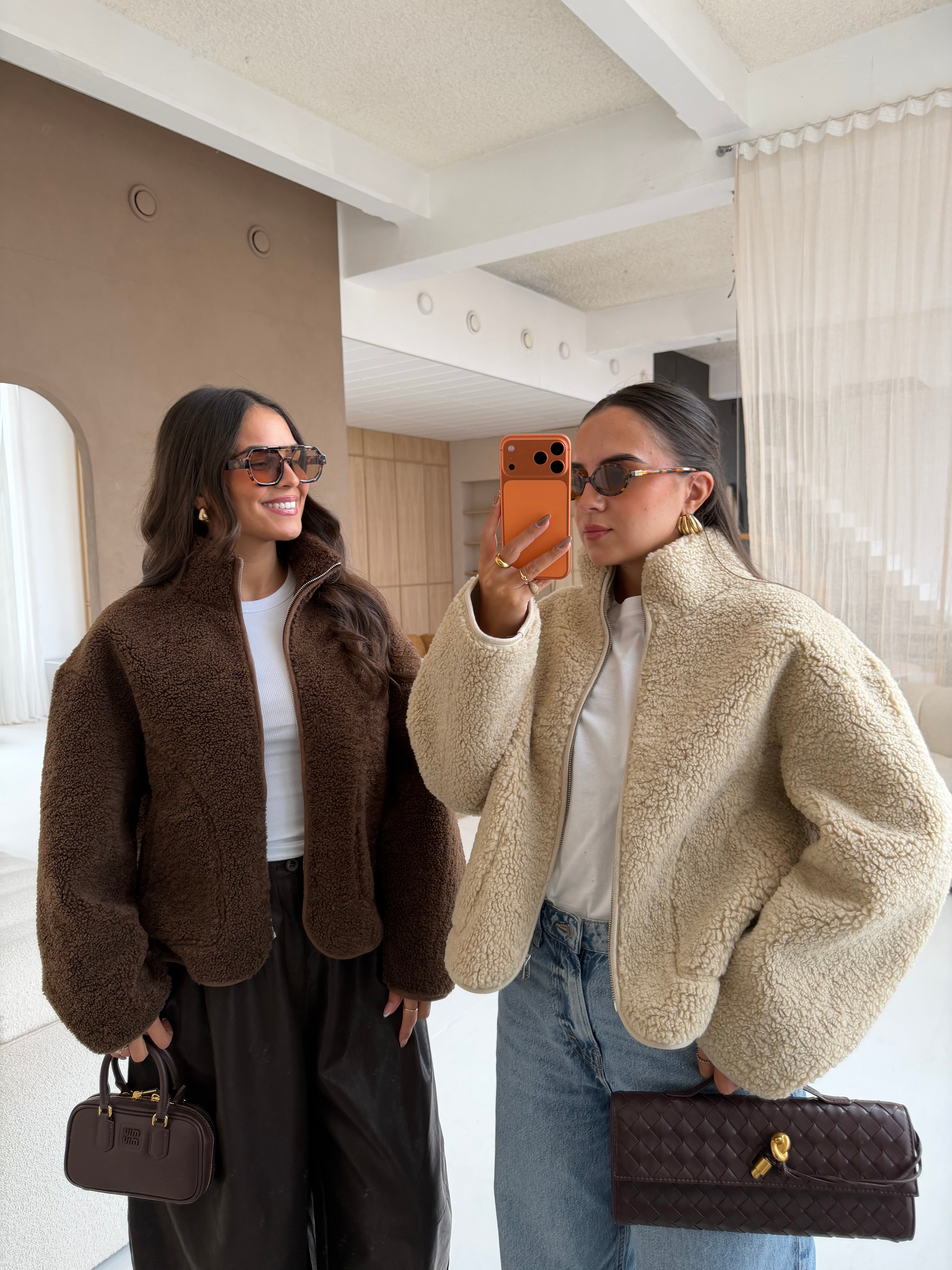 Veste laine bouclée marron (C25259330)