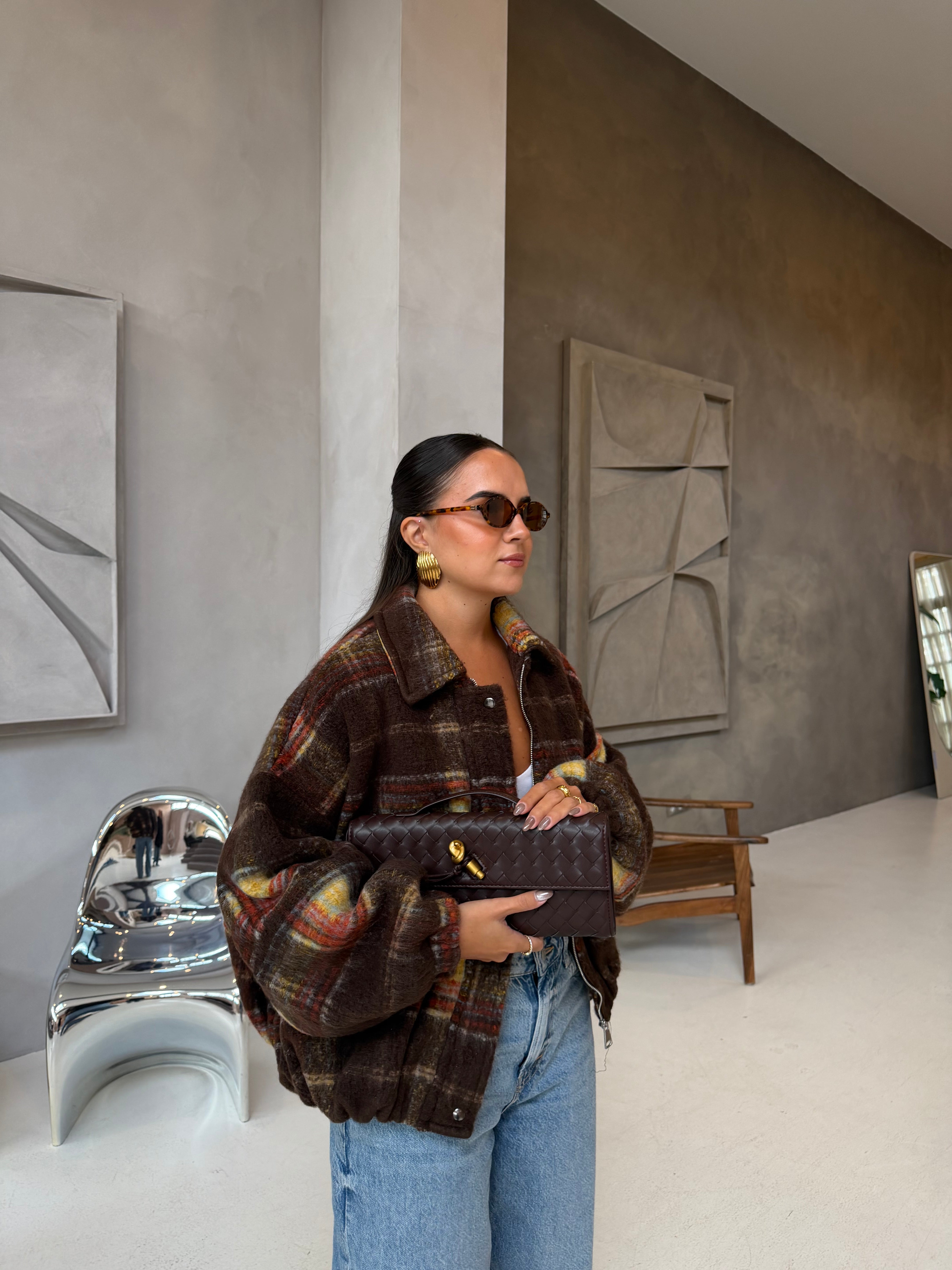 Veste DELIA OVERSIZE laine marron (14729)