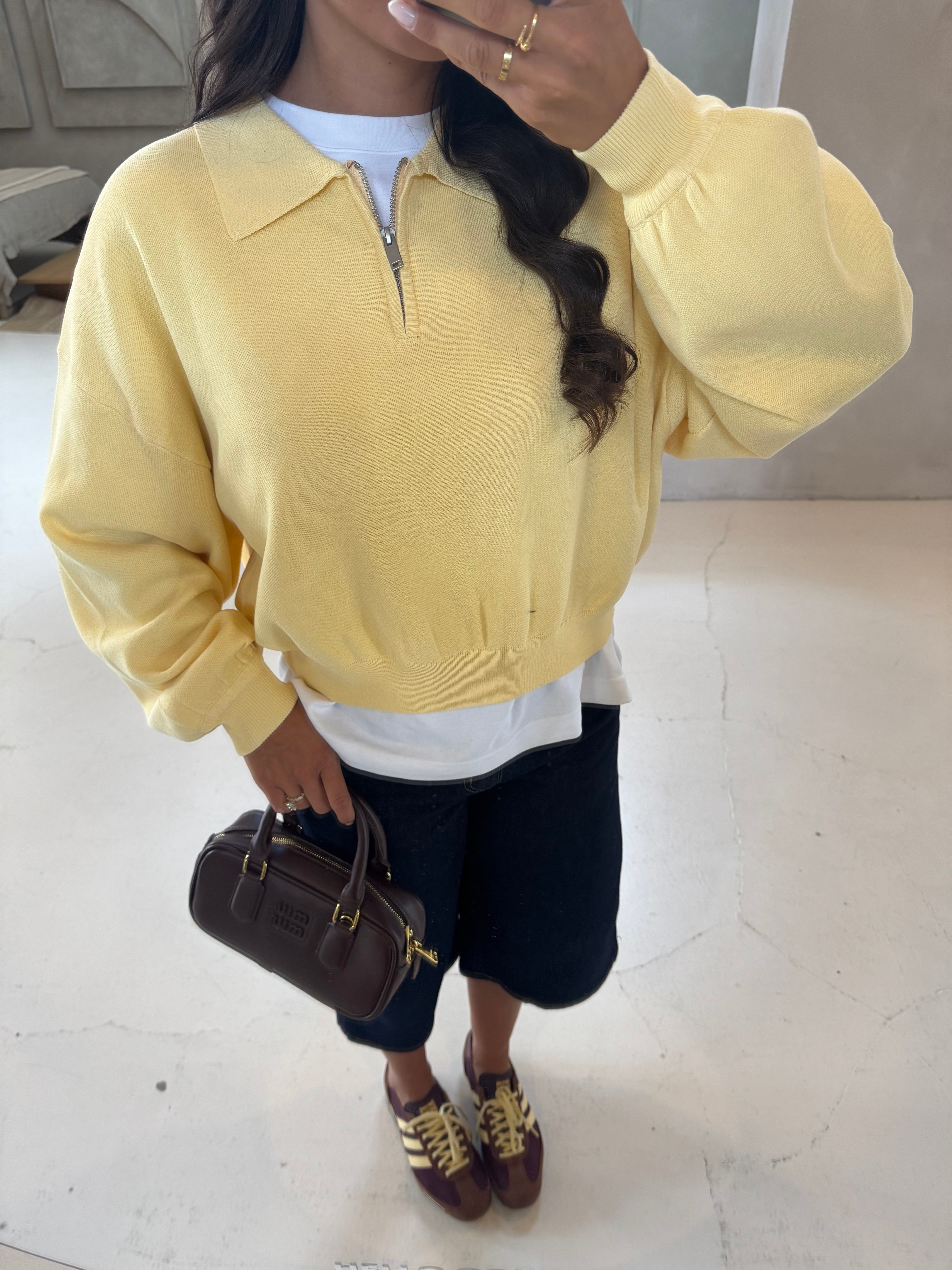 Pull ZIP jaune (43037C)