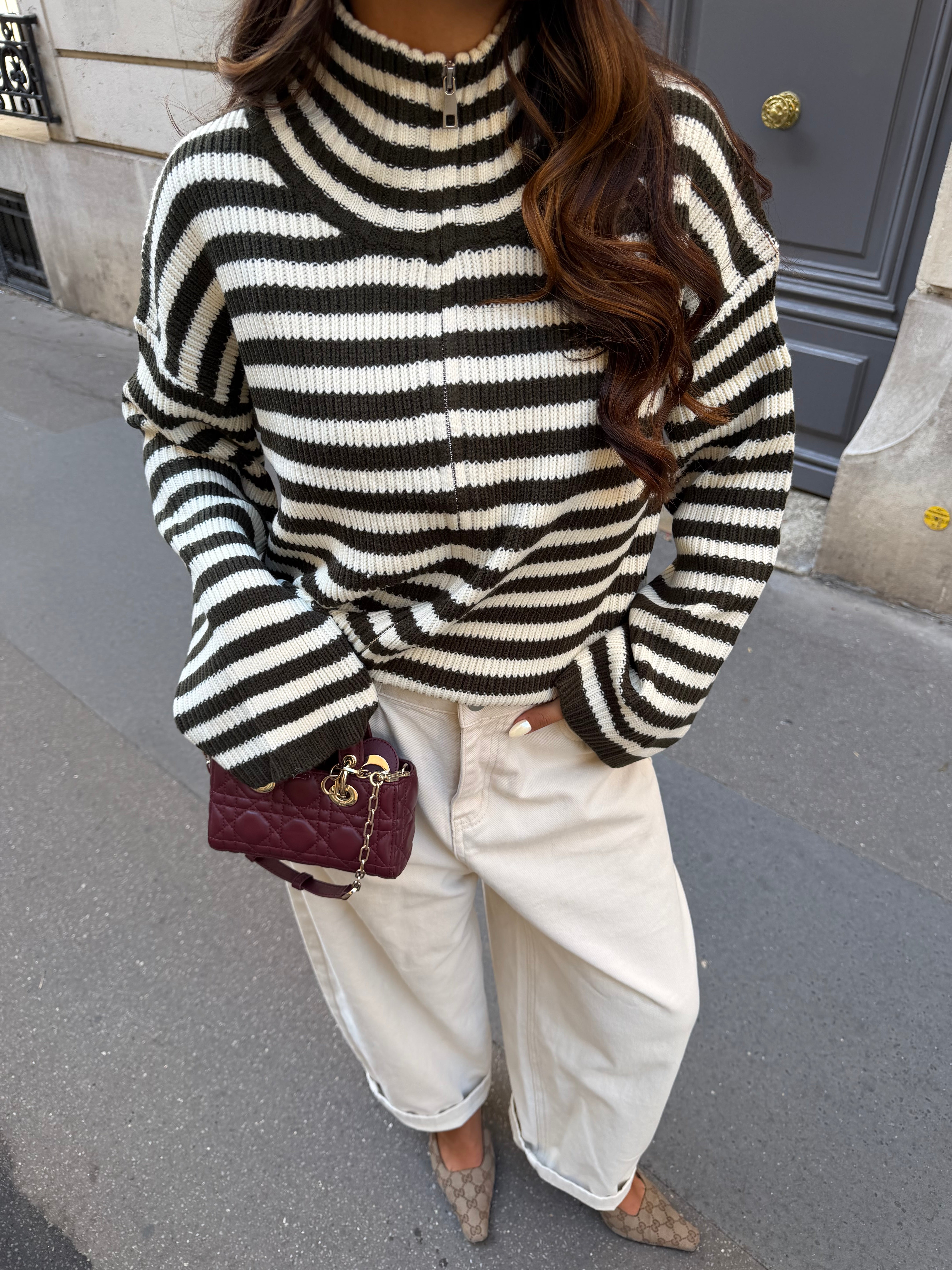 Gilet rayures MINA marron (2755)