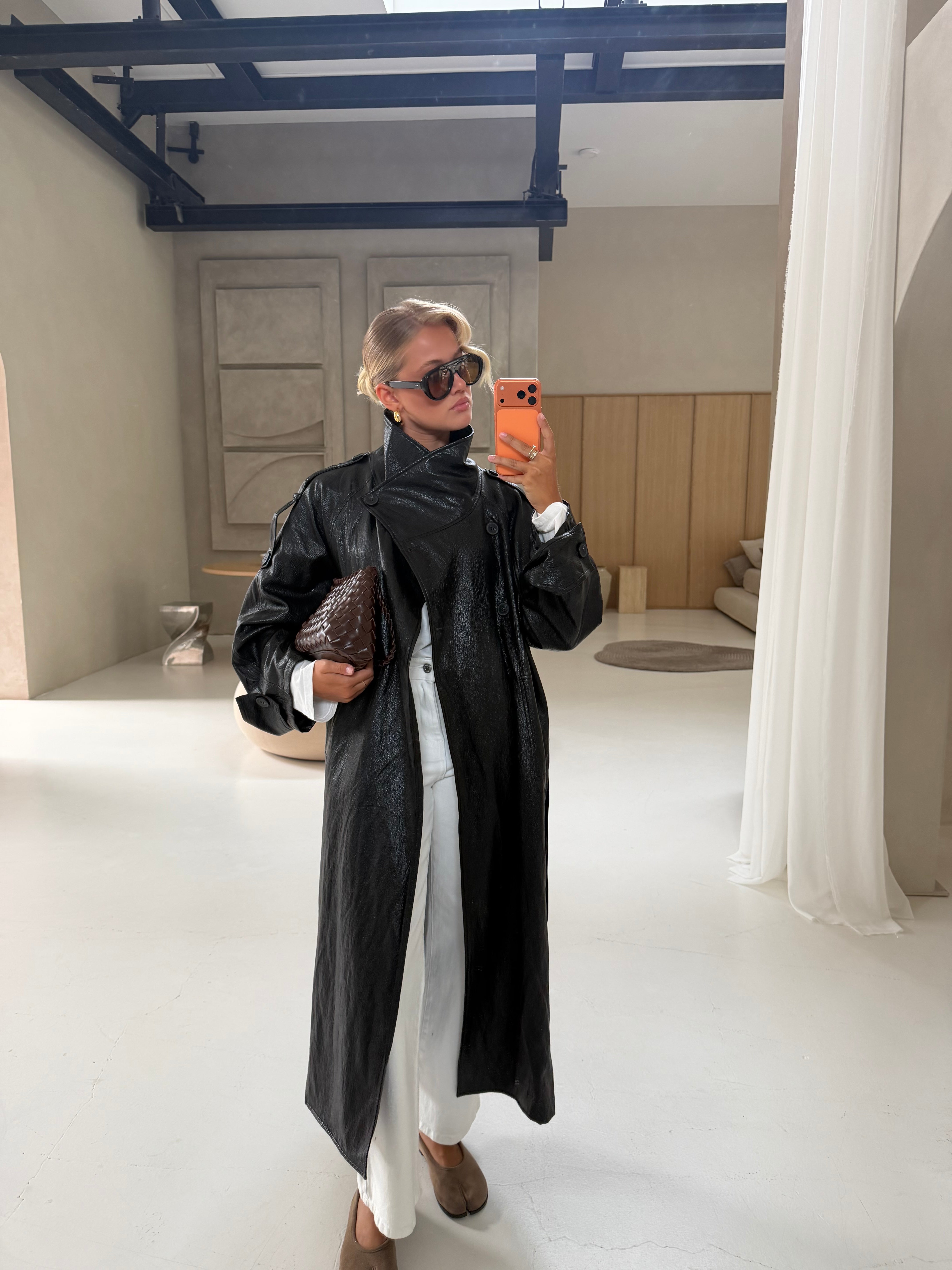 Trench simili noir (JZM004)