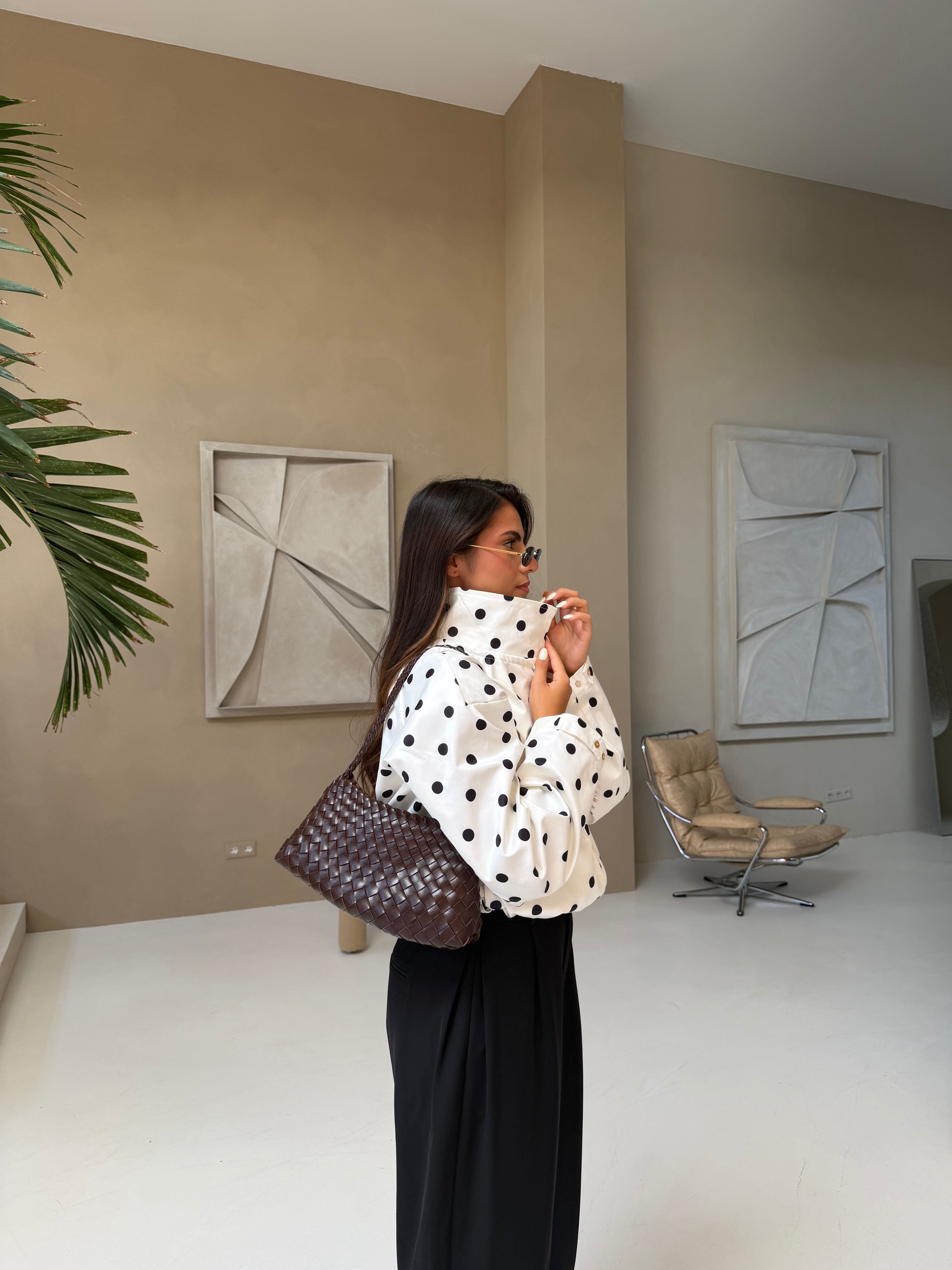 Veste POIS blanche et noire (GI7226)