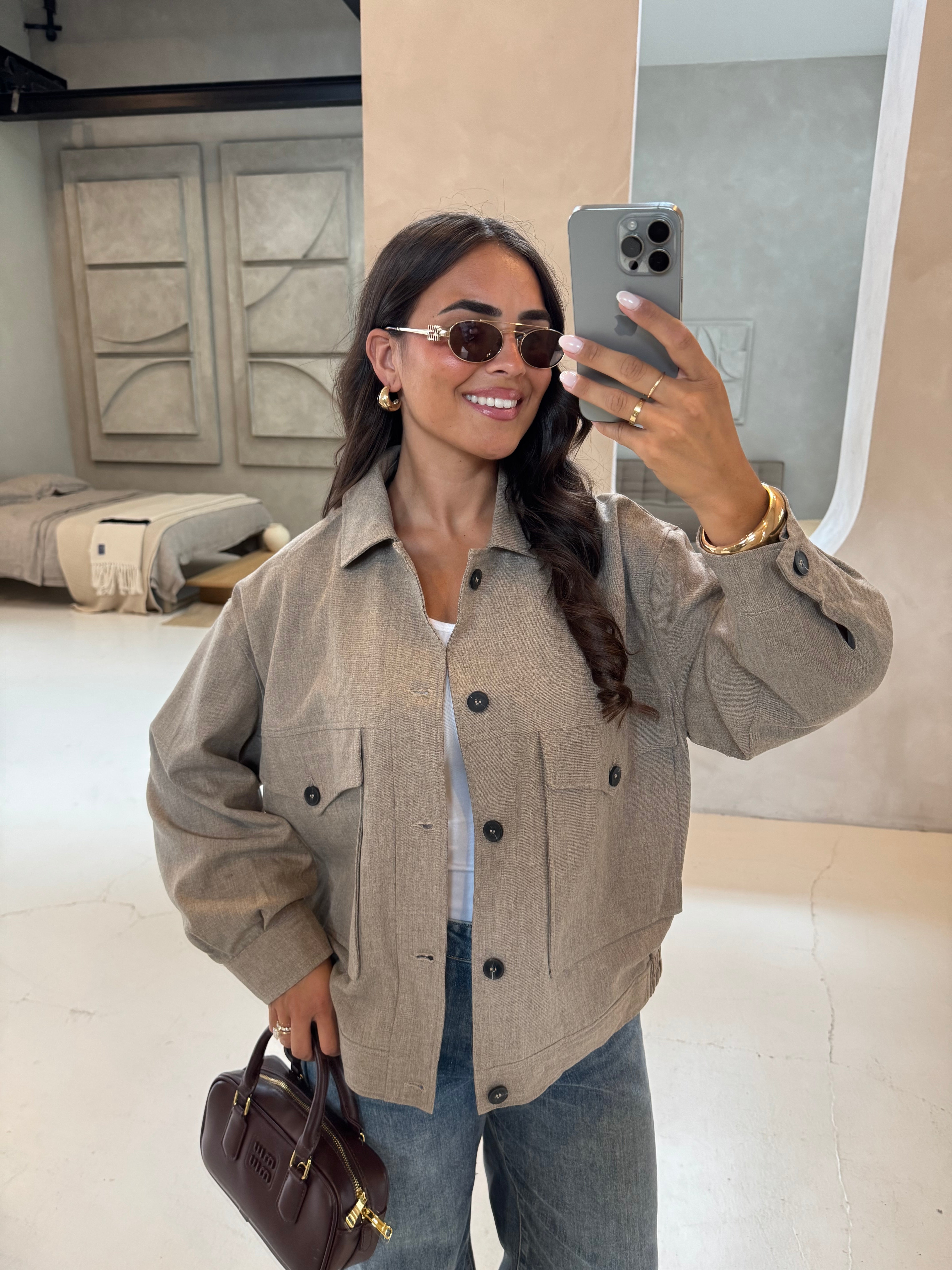 Veste DATA beige poches (W25204)