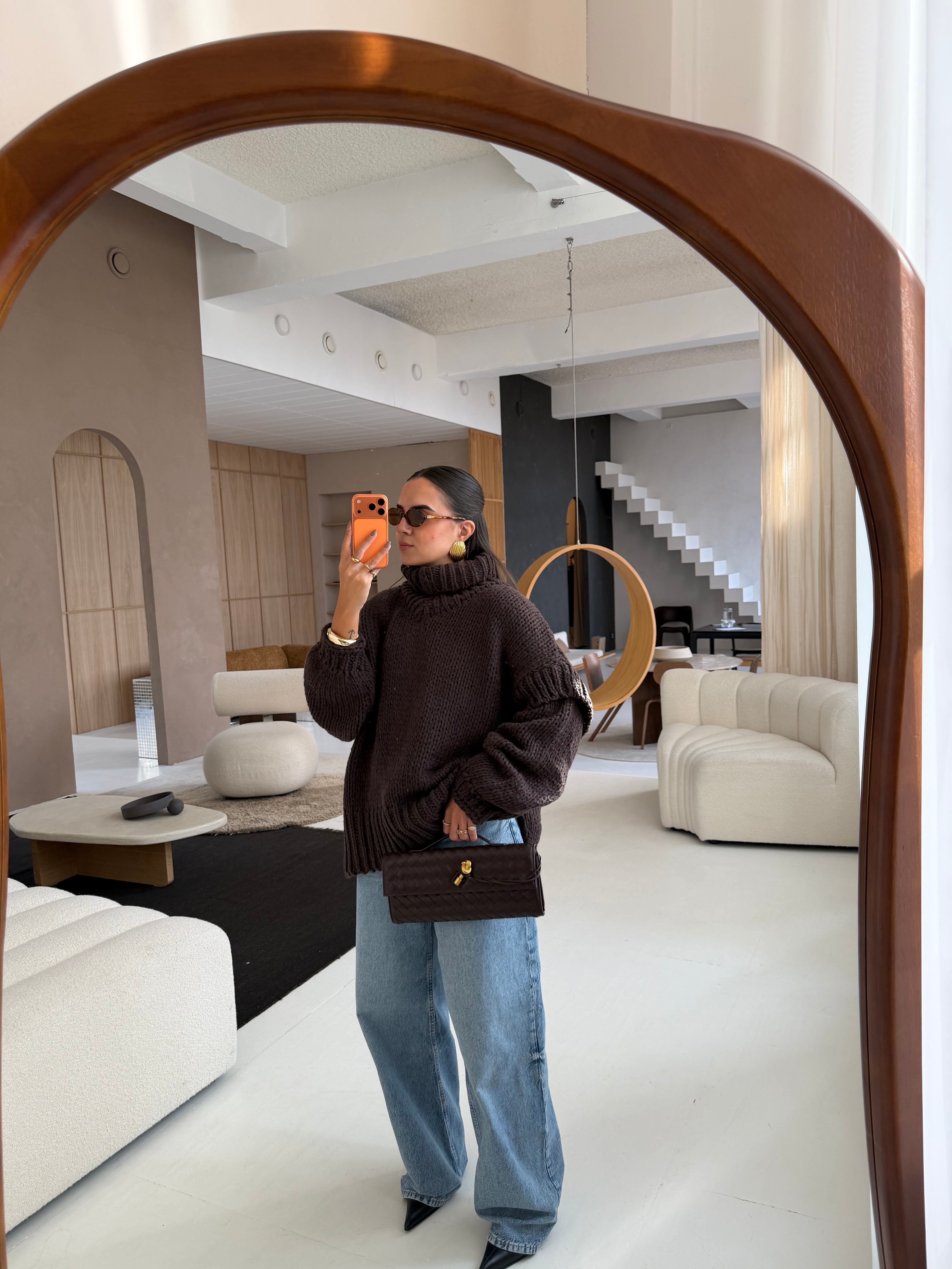 Pull PARISIENNE col roulé choco (66002)