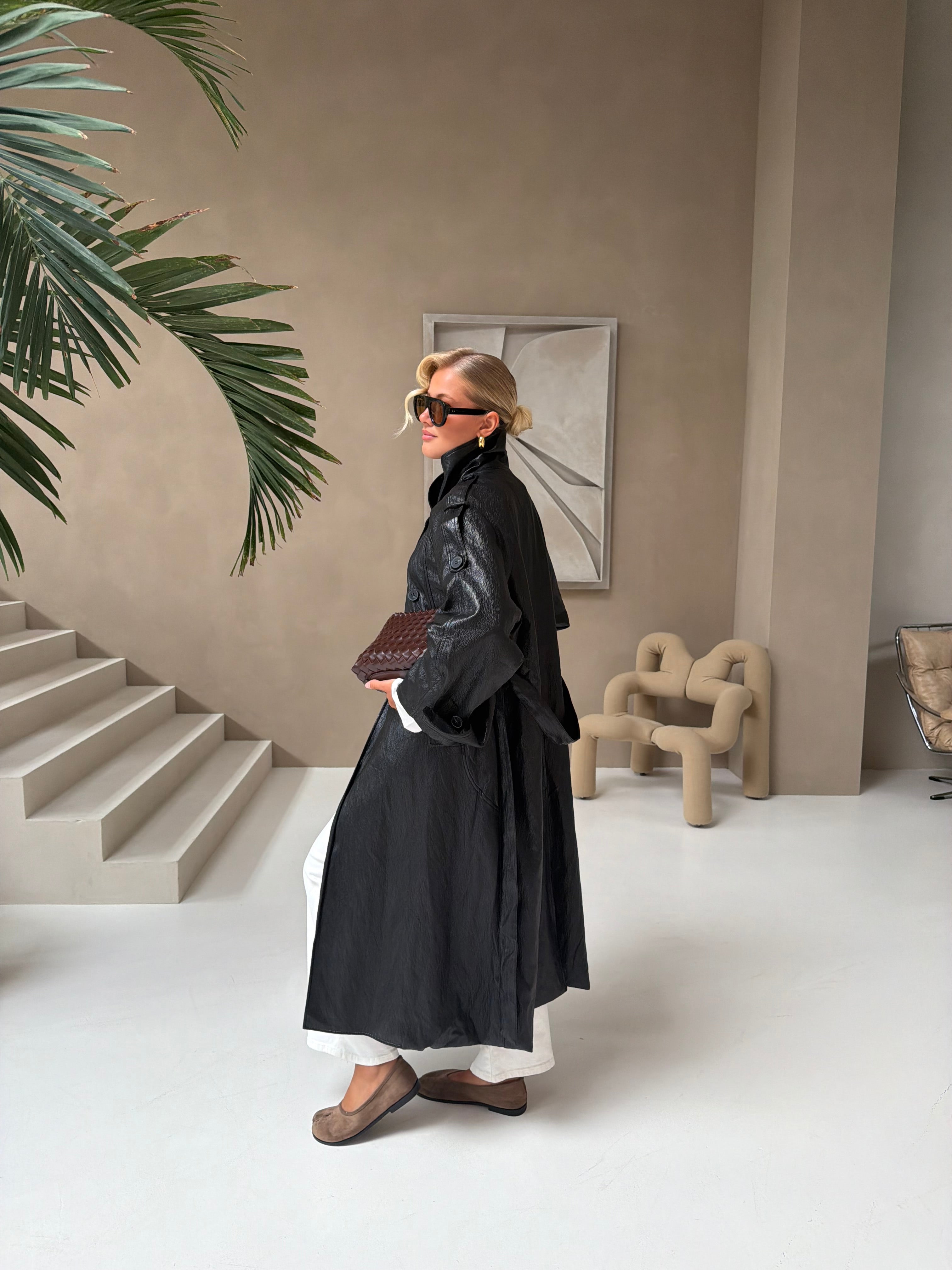 Trench simili noir (JZM004)